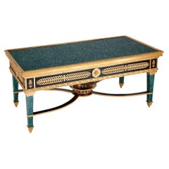 French Empire-style gilt bronze mounted malachite coffee table