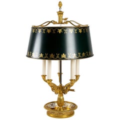 French Empire Style Gilt-Bronze and Tole Five Lights Table Bouillotte Lamp