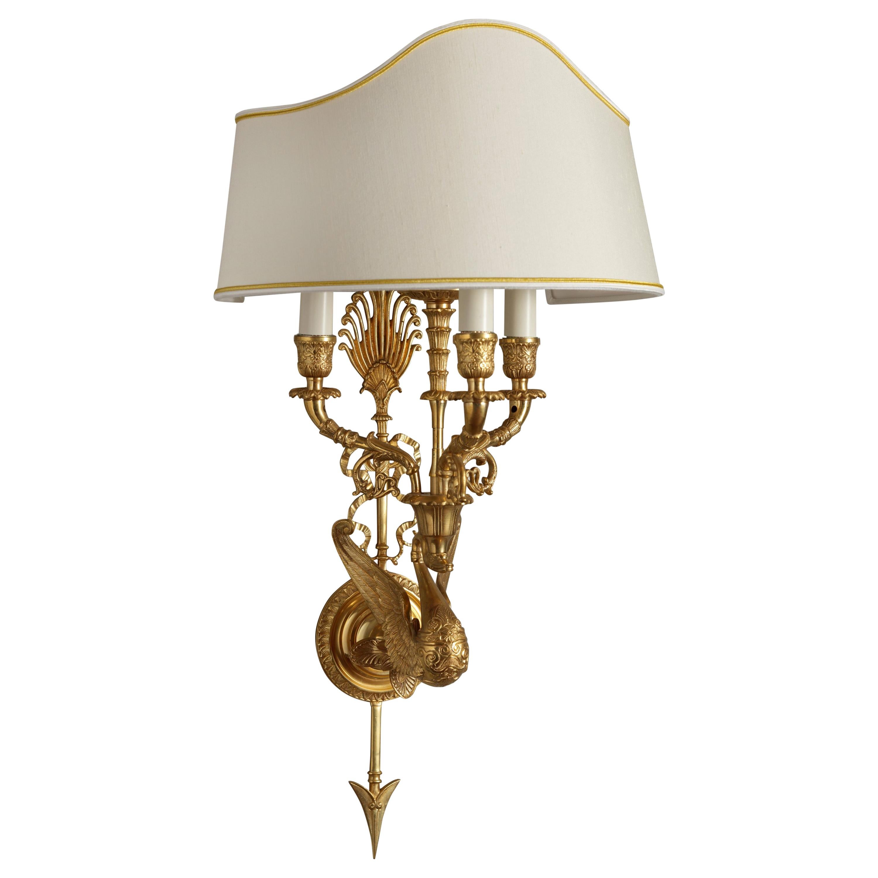 French Empire Style Gilt Bronze Wall Sconce by Gherardo Degli Albizzi For Sale