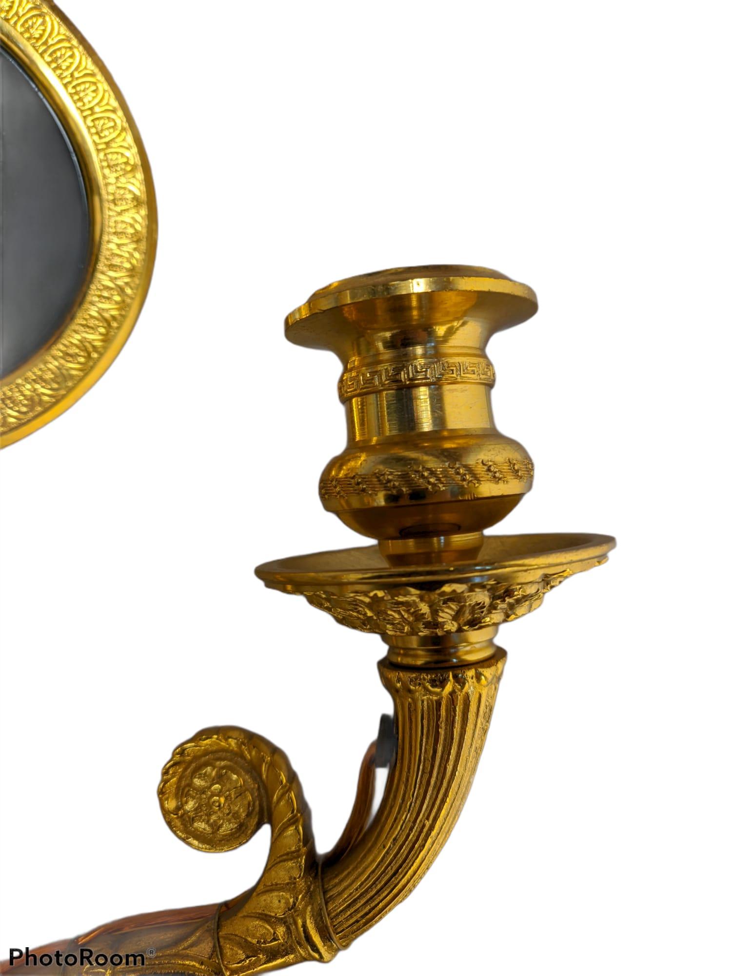Vergoldetes Bronze-Wandleuchter-Set im französischen Empire-Stil von Gherardo Degli Albizzi im Zustand „Neu“ im Angebot in Florence, Tuscany