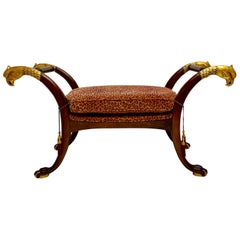 French Empire Style Gilt Eagle and Mahogany Bench Attributed to Maitland-Smith