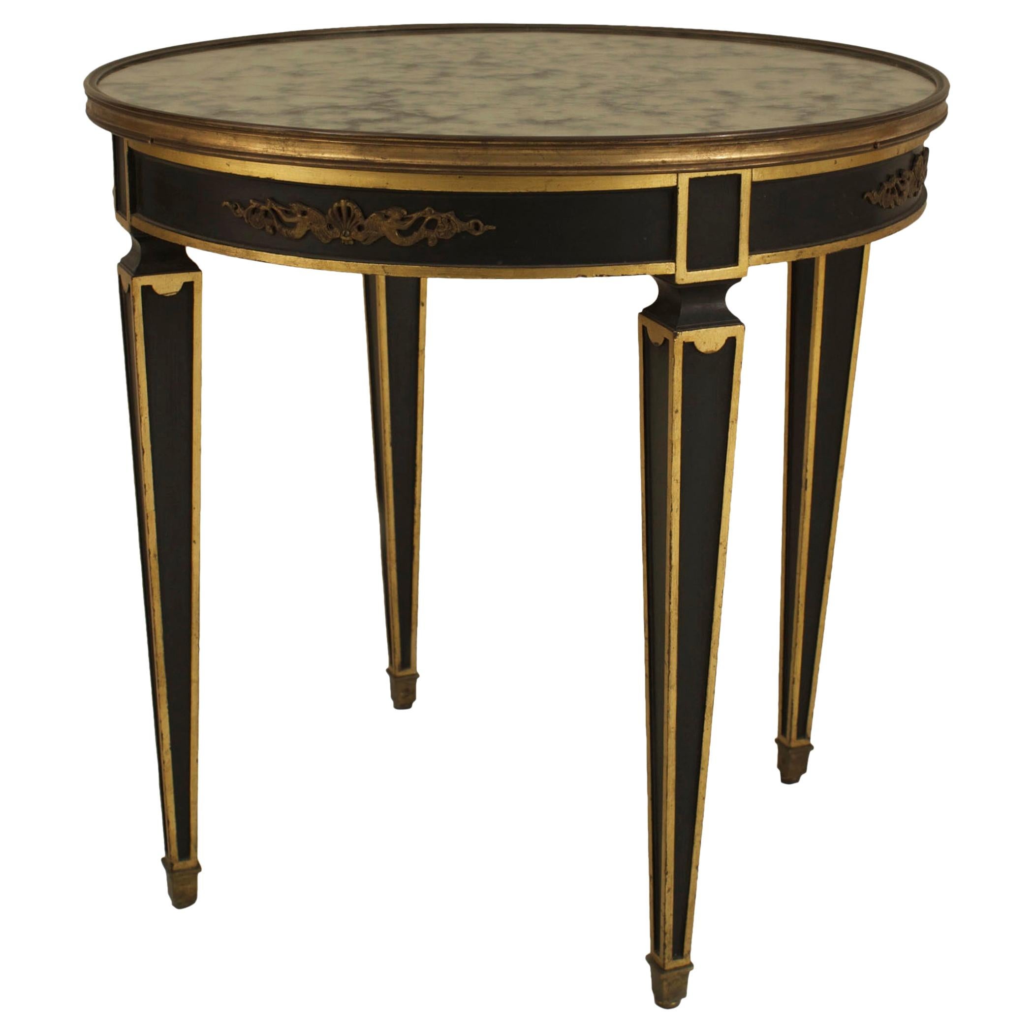 French Empire Style Ebonized and Gilt End Table