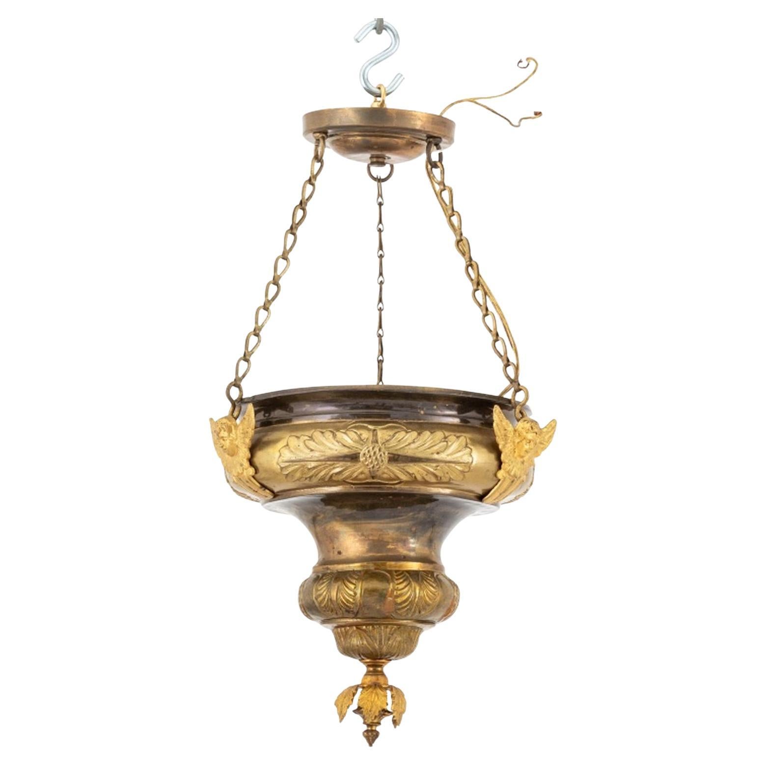 French Empire Style Gilt Metal Chandelier For Sale