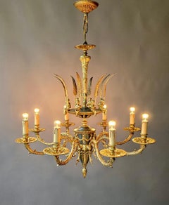 French Empire Style Gilt Metal Chandelier with Putti