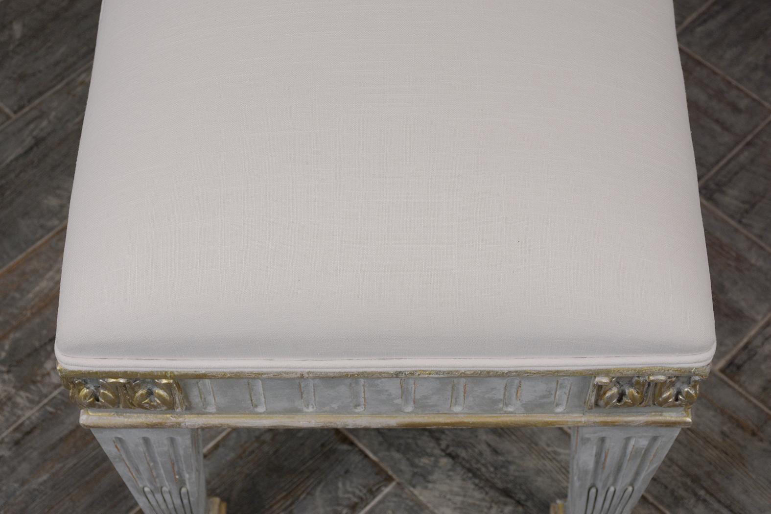 Patinated French Empire Style Gilt Painted Bench