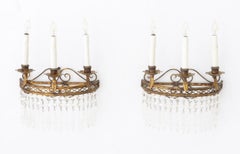 French Empire Style Gilt Wrought Iron Sconces, 2