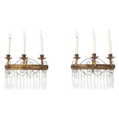 French Empire Style Gilt Wrought Iron Sconces, 2