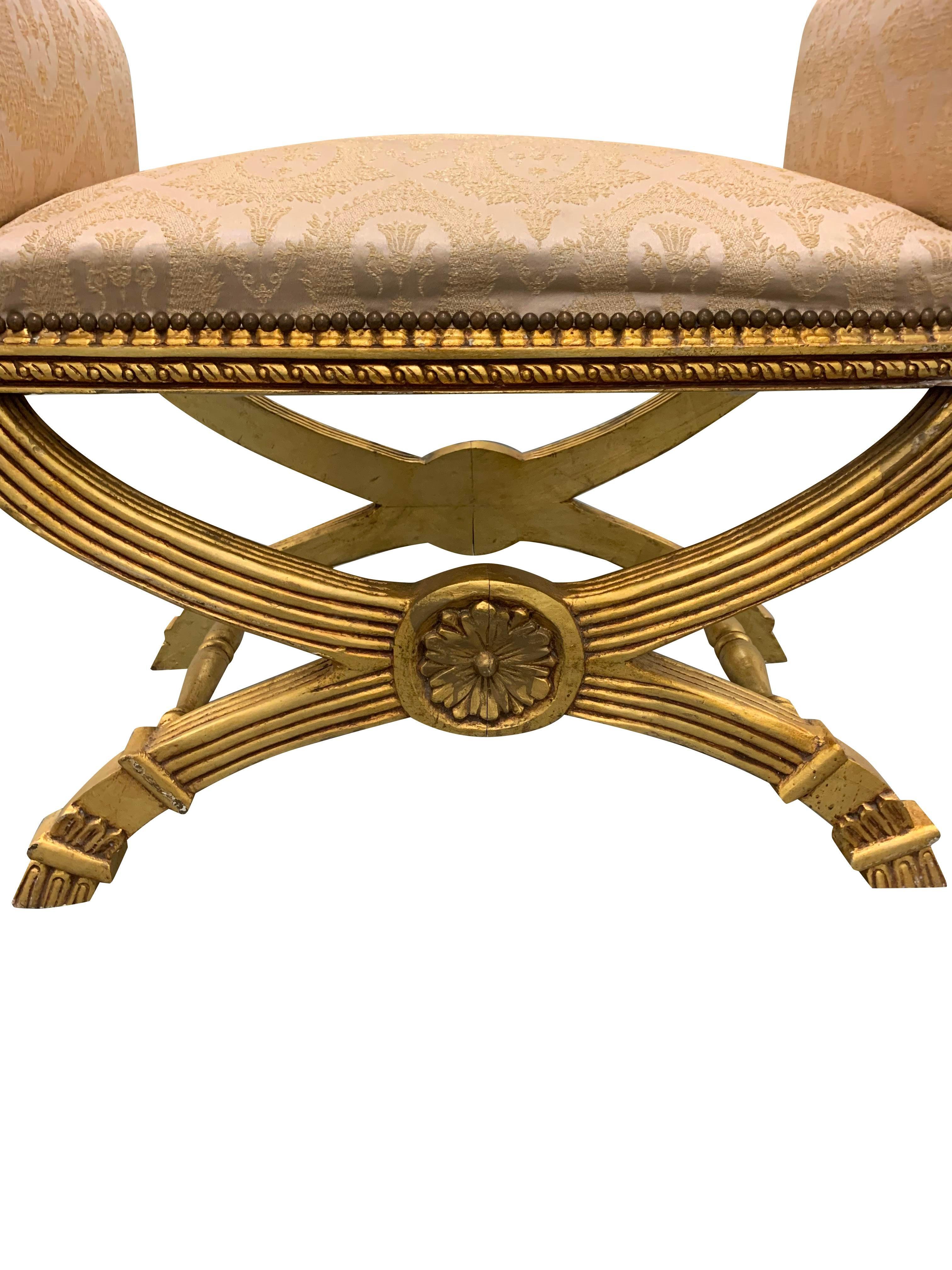 Banco o canapé dorado de estilo Imperio francés 1