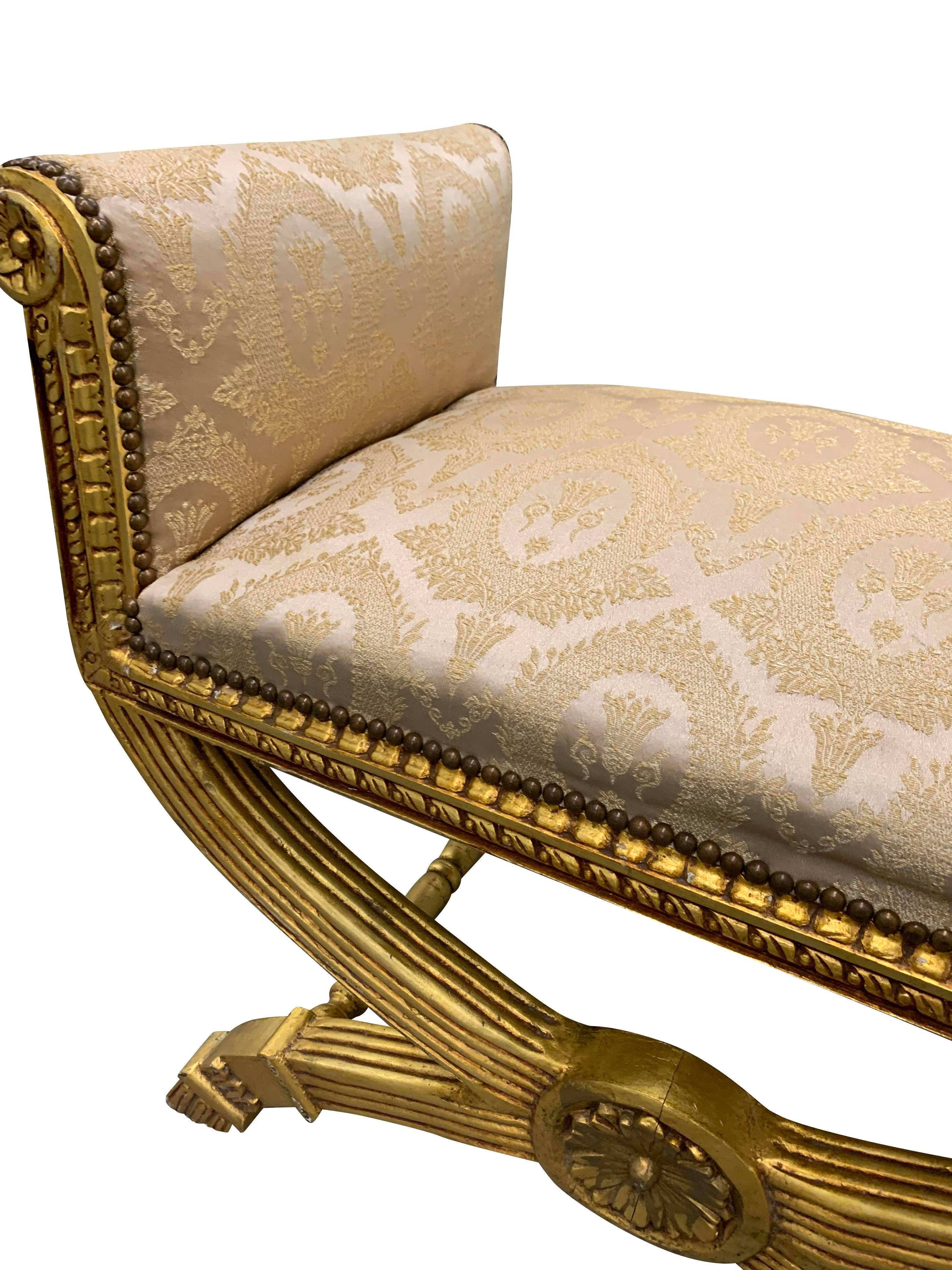Banco o canapé dorado de estilo Imperio francés 3