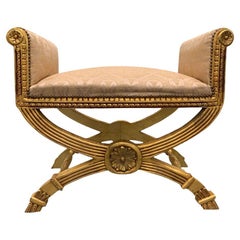 Banco o canapé dorado de estilo Imperio francés