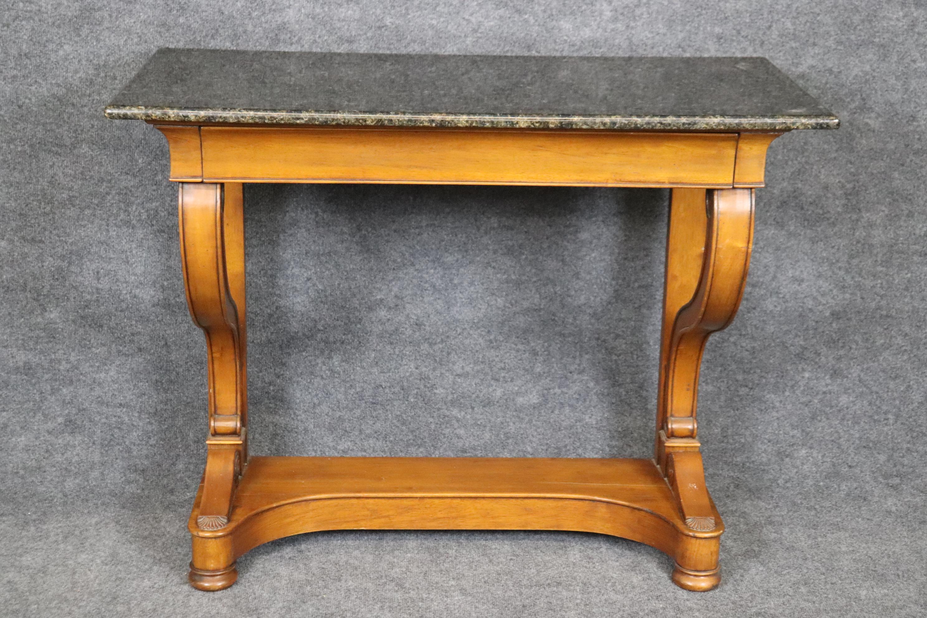 Unknown French Empire Style Granite Top Walnut Single Drawer Console Table Buffet  For Sale
