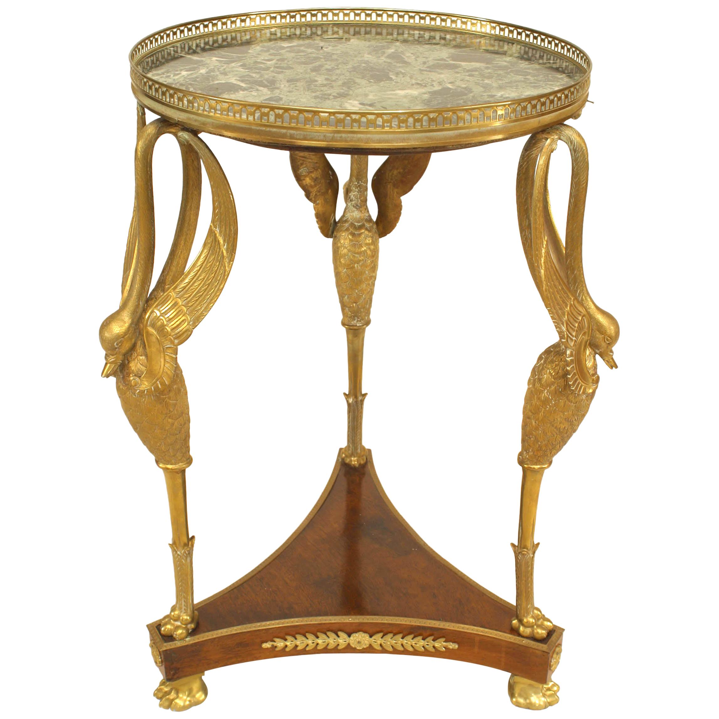 French Empire Gu√©ridon and Marble Table For Sale