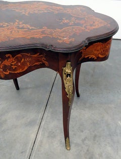 RJ Horner of New York Inlaid Satinwood and Walnut Center Table Mother-of-Pearl
