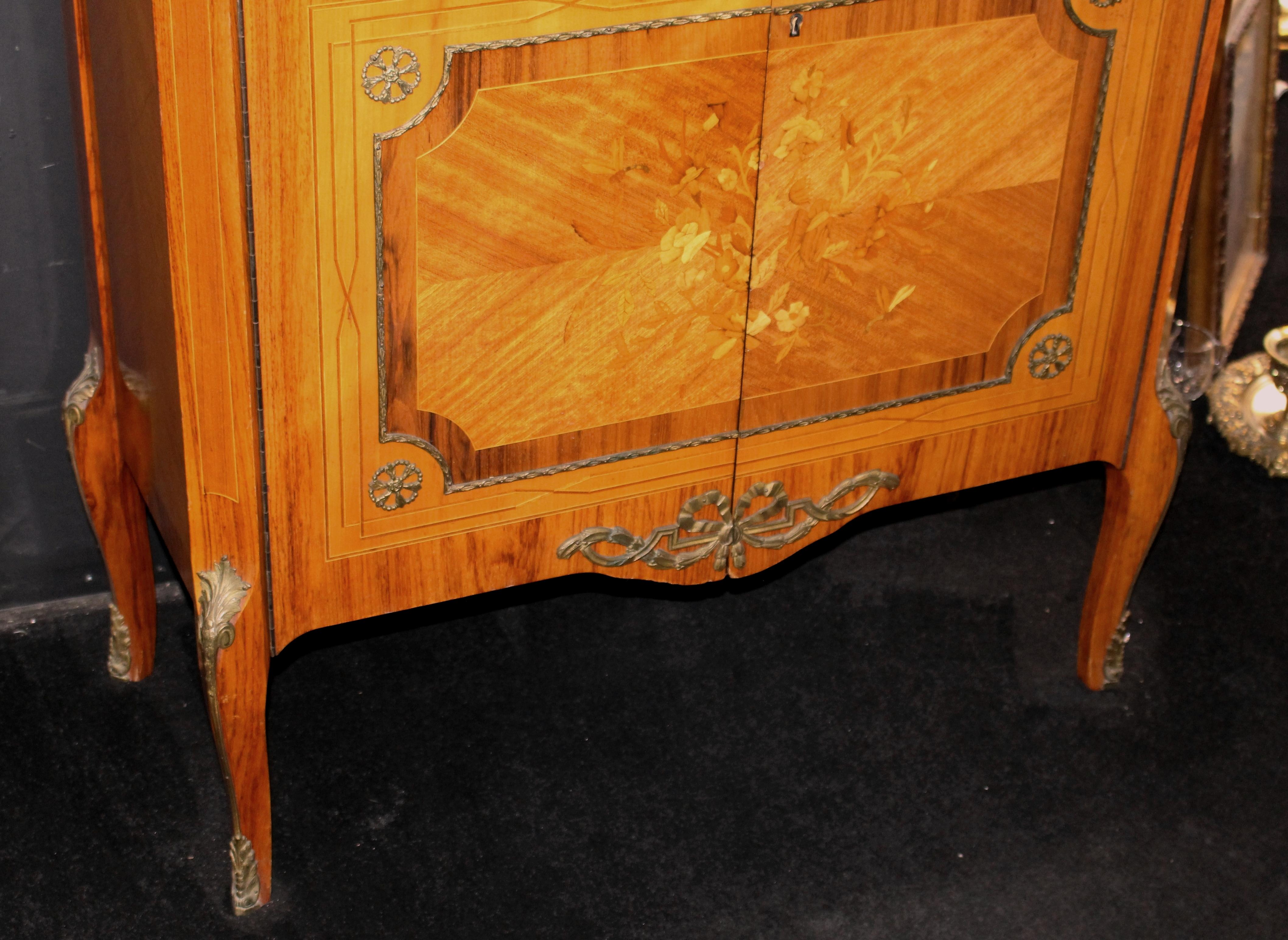 French Empire Style Inlaid Cocktail Cabinet For Sale 6