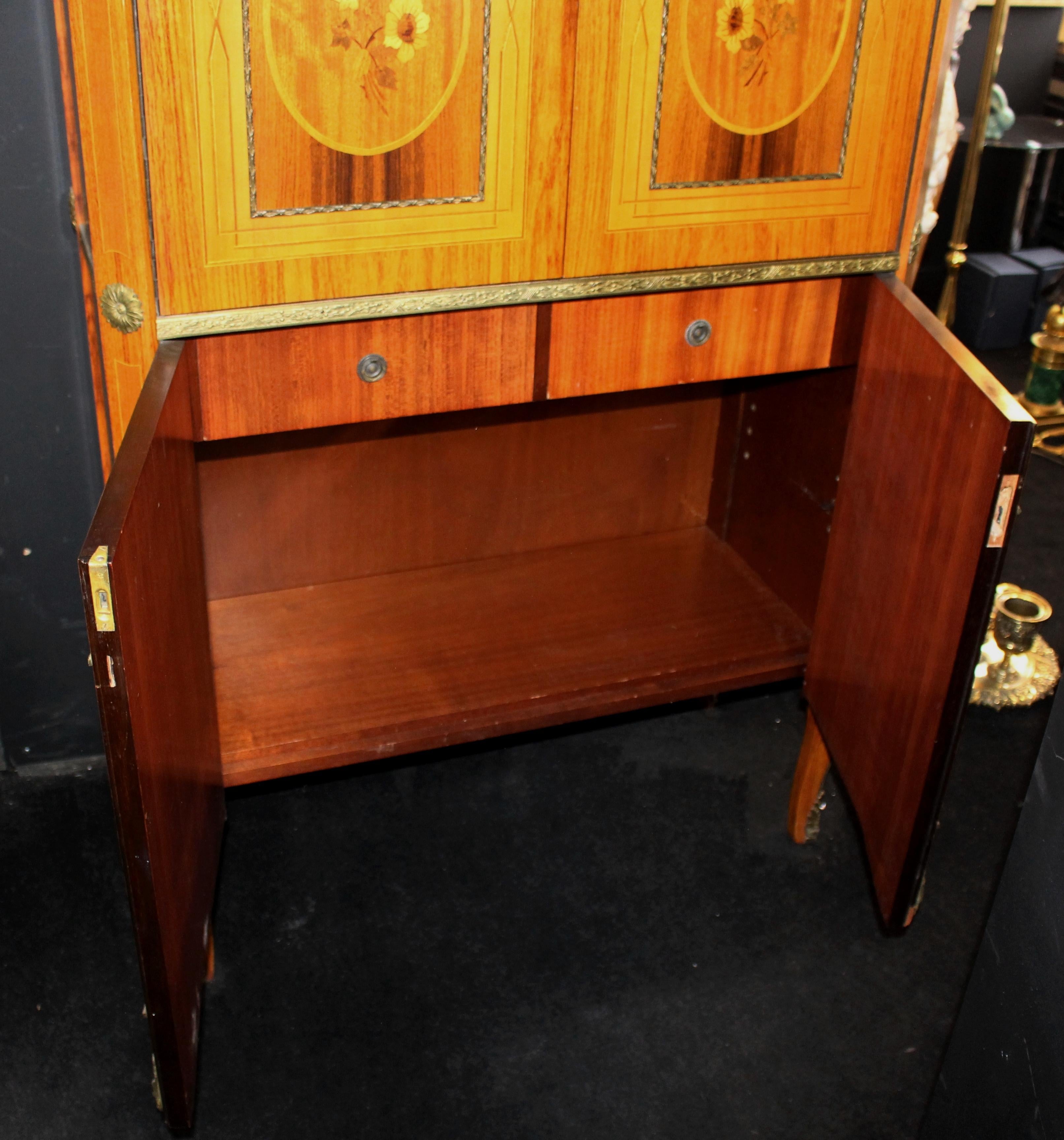 French Empire Style Inlaid Cocktail Cabinet For Sale 7