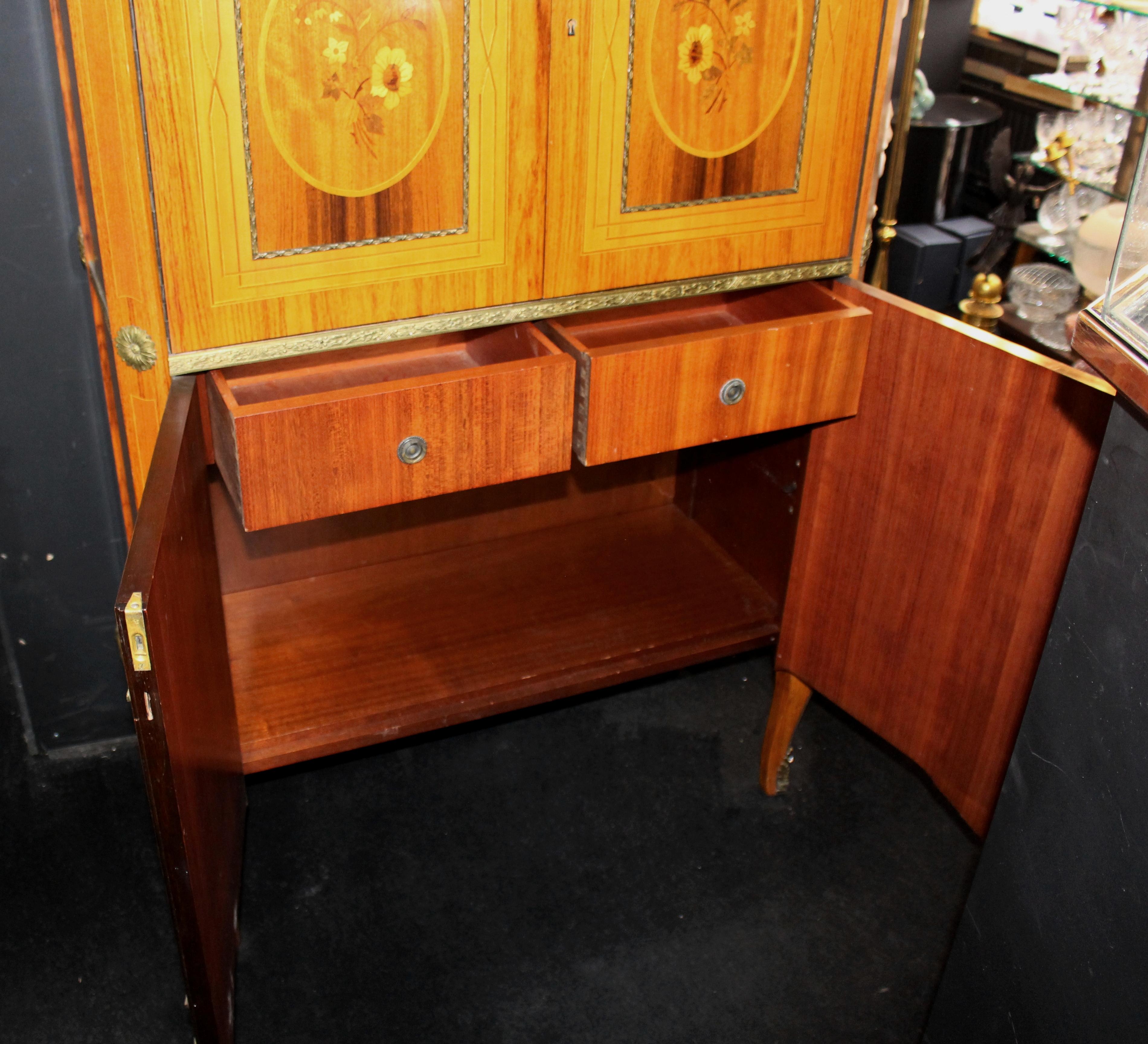 French Empire Style Inlaid Cocktail Cabinet For Sale 8