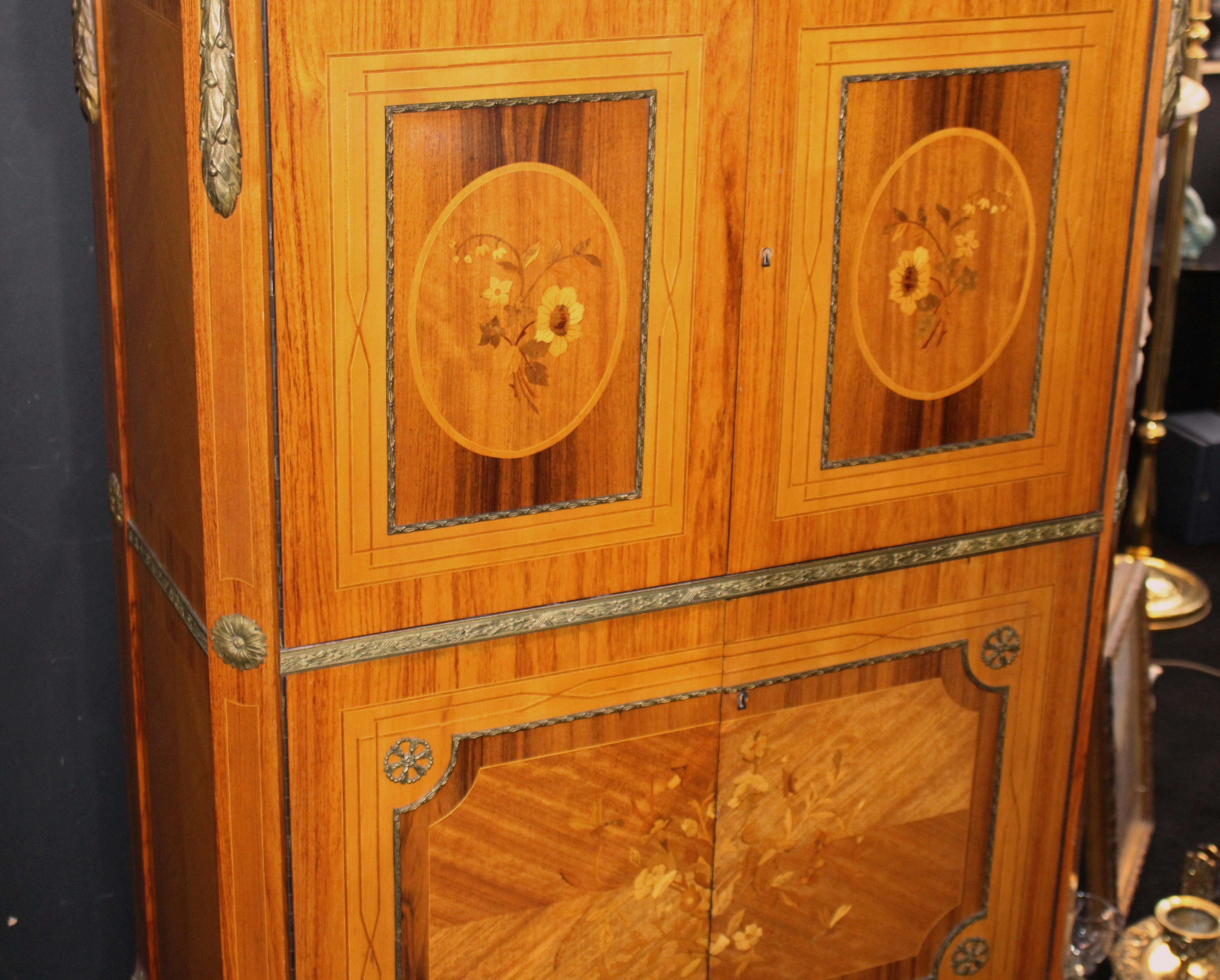 French Empire Style Inlaid Cocktail Cabinet For Sale 1