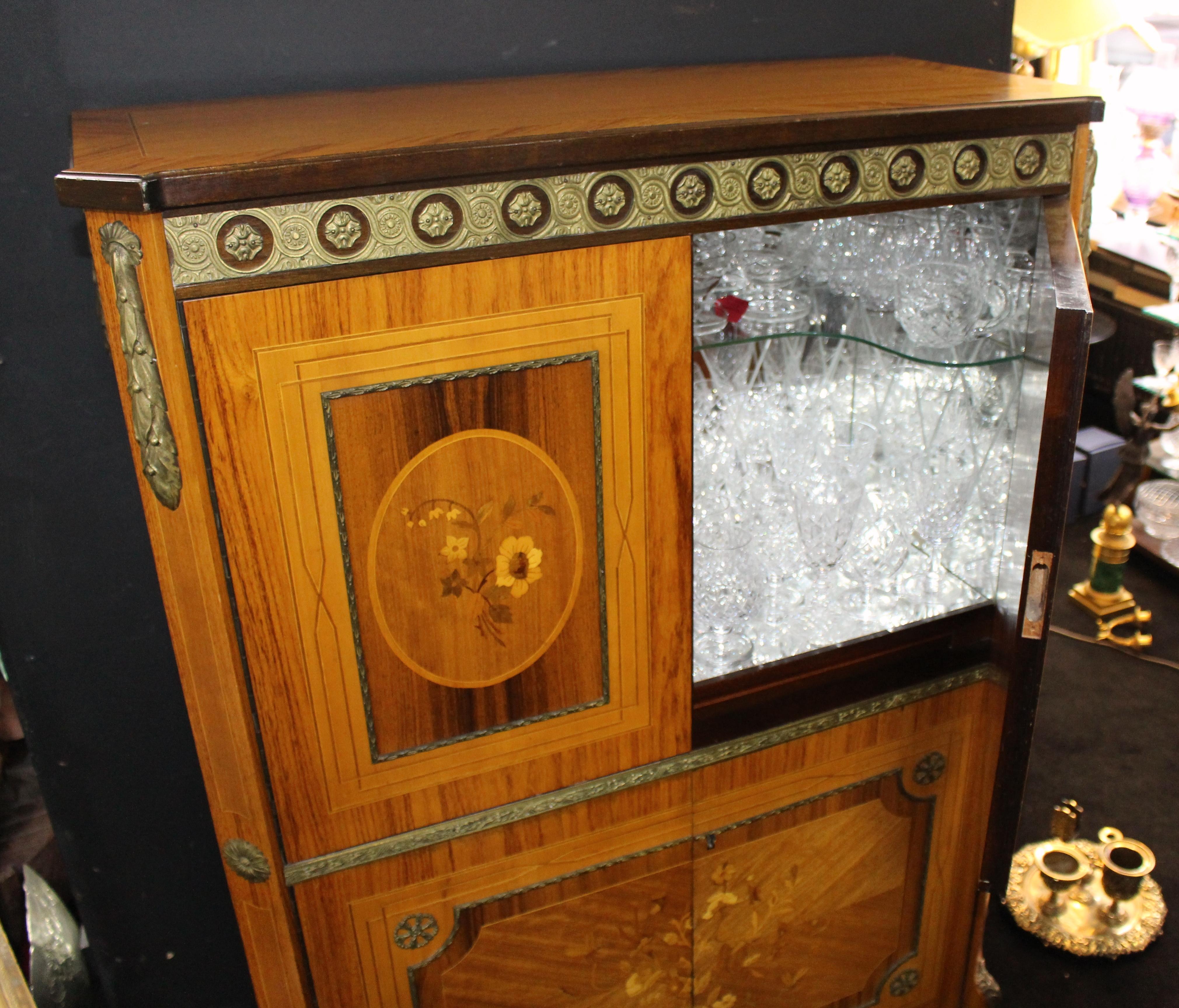 French Empire Style Inlaid Cocktail Cabinet For Sale 3