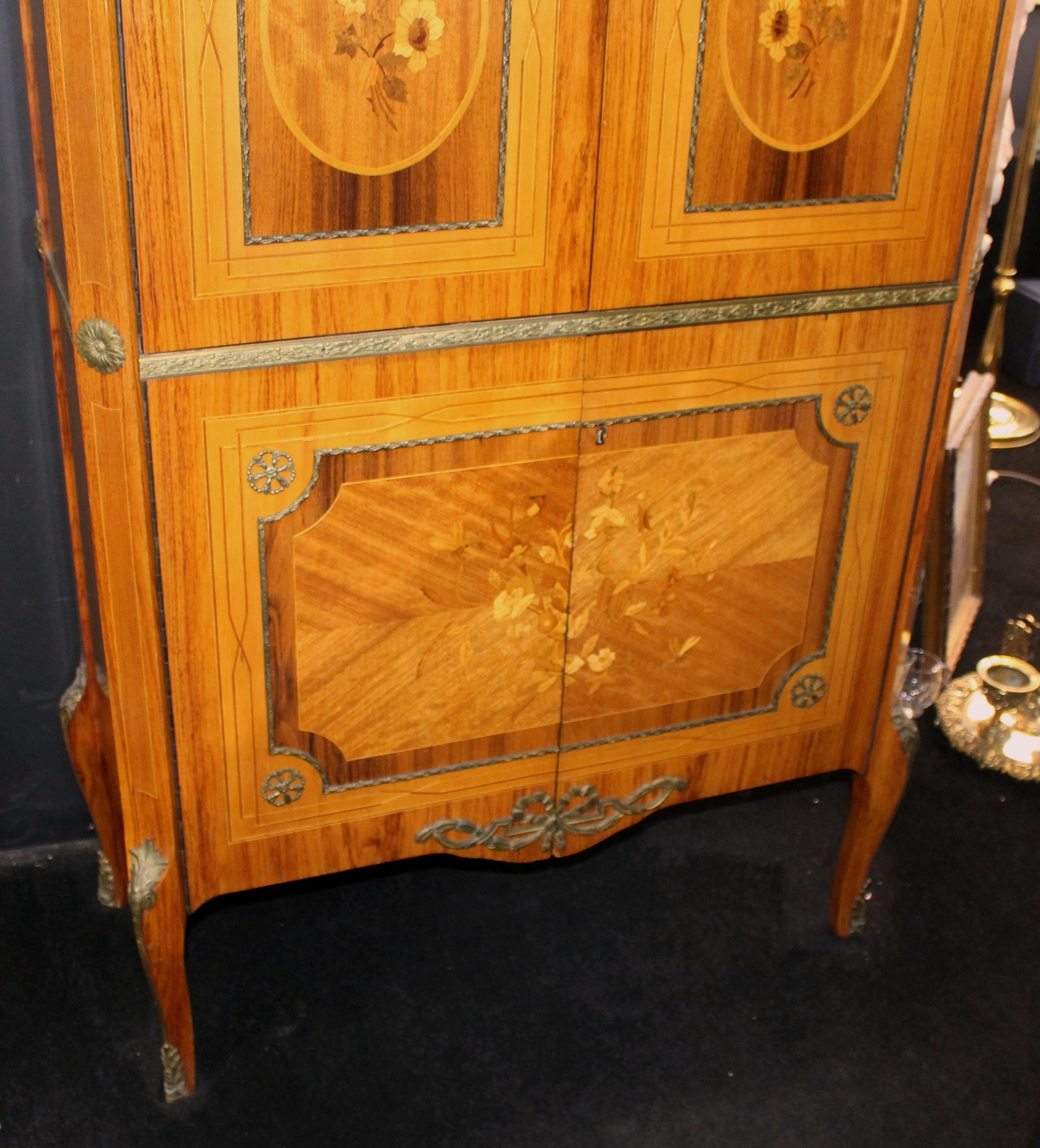 French Empire Style Inlaid Cocktail Cabinet For Sale 5