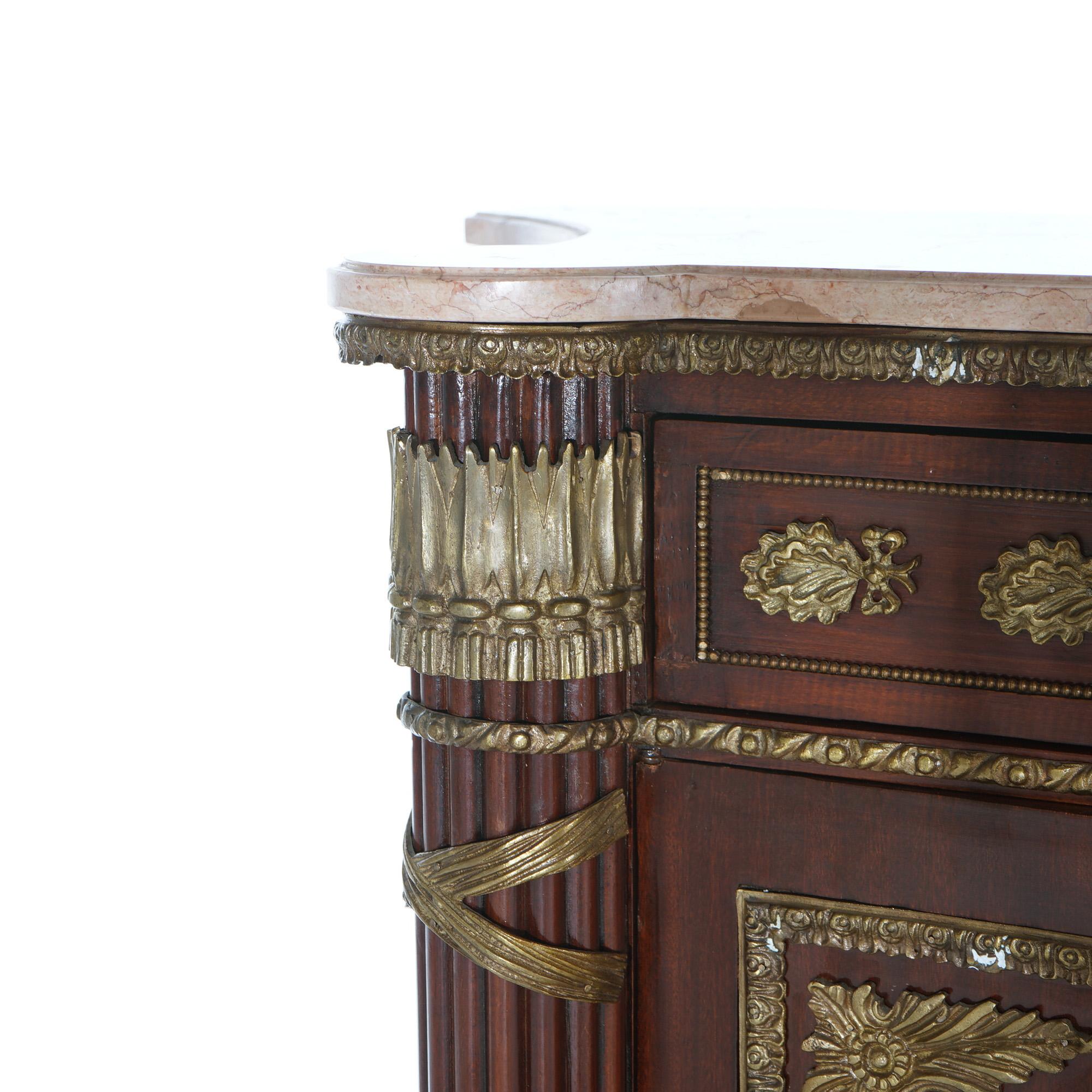 French Empire Style Kingwood Marble Top Sideboard with Ormolu Mounts, 20th C 5