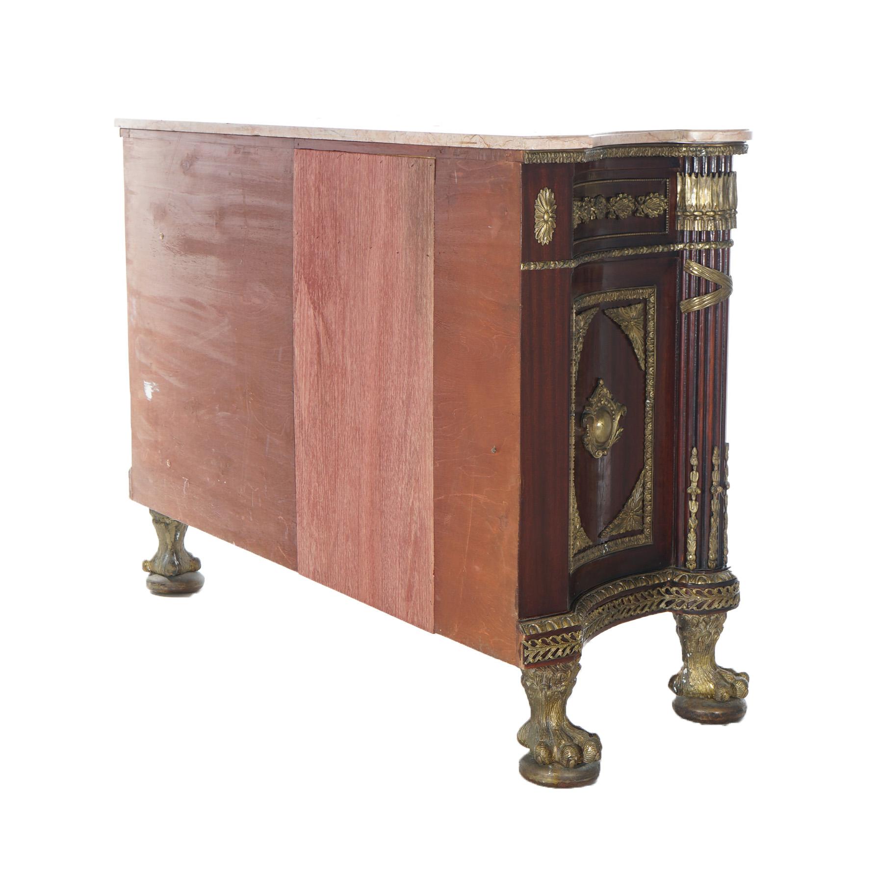 French Empire Style Kingwood Marble Top Sideboard with Ormolu Mounts, 20th C 8