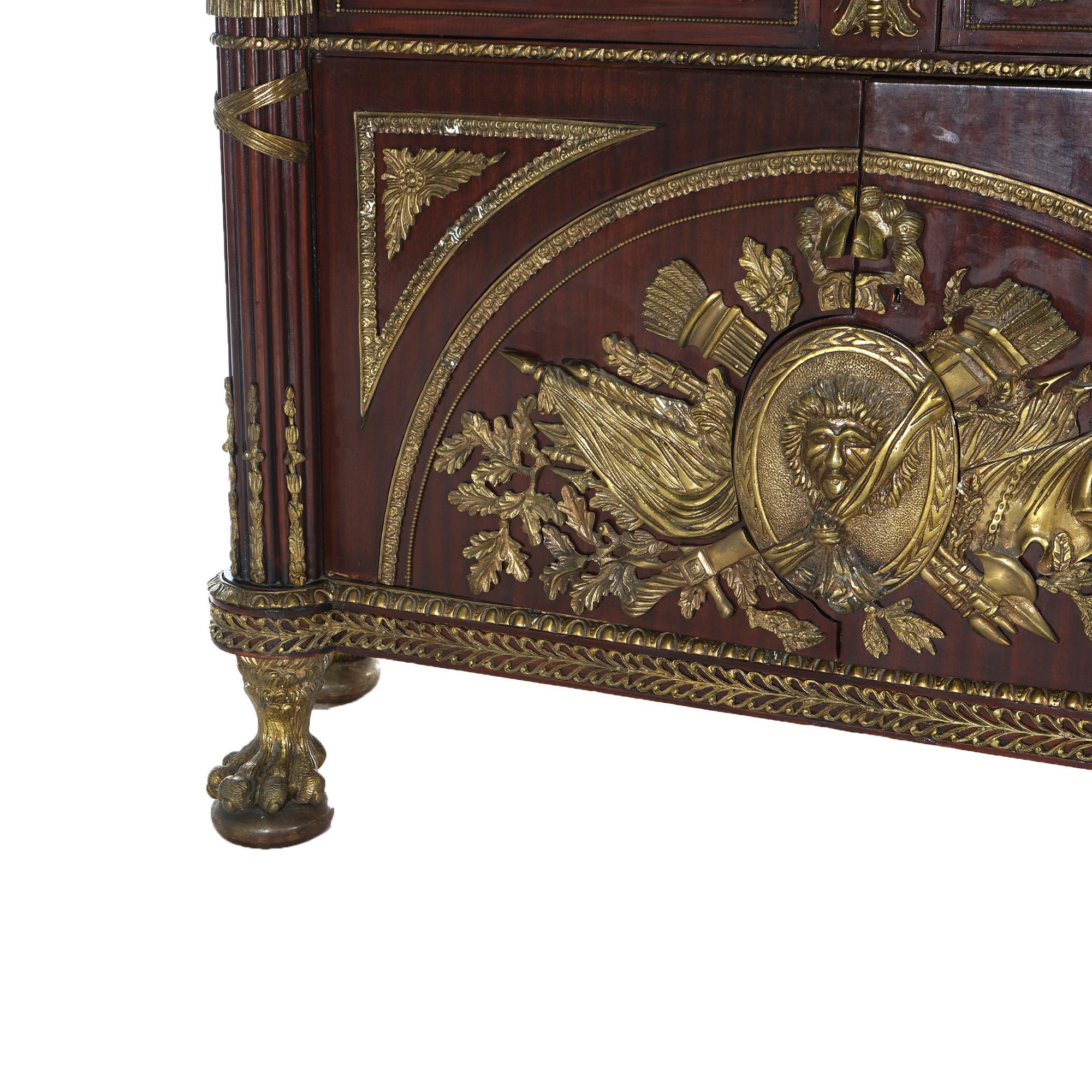 20th Century French Empire Style Kingwood Marble Top Sideboard with Ormolu Mounts, 20th C
