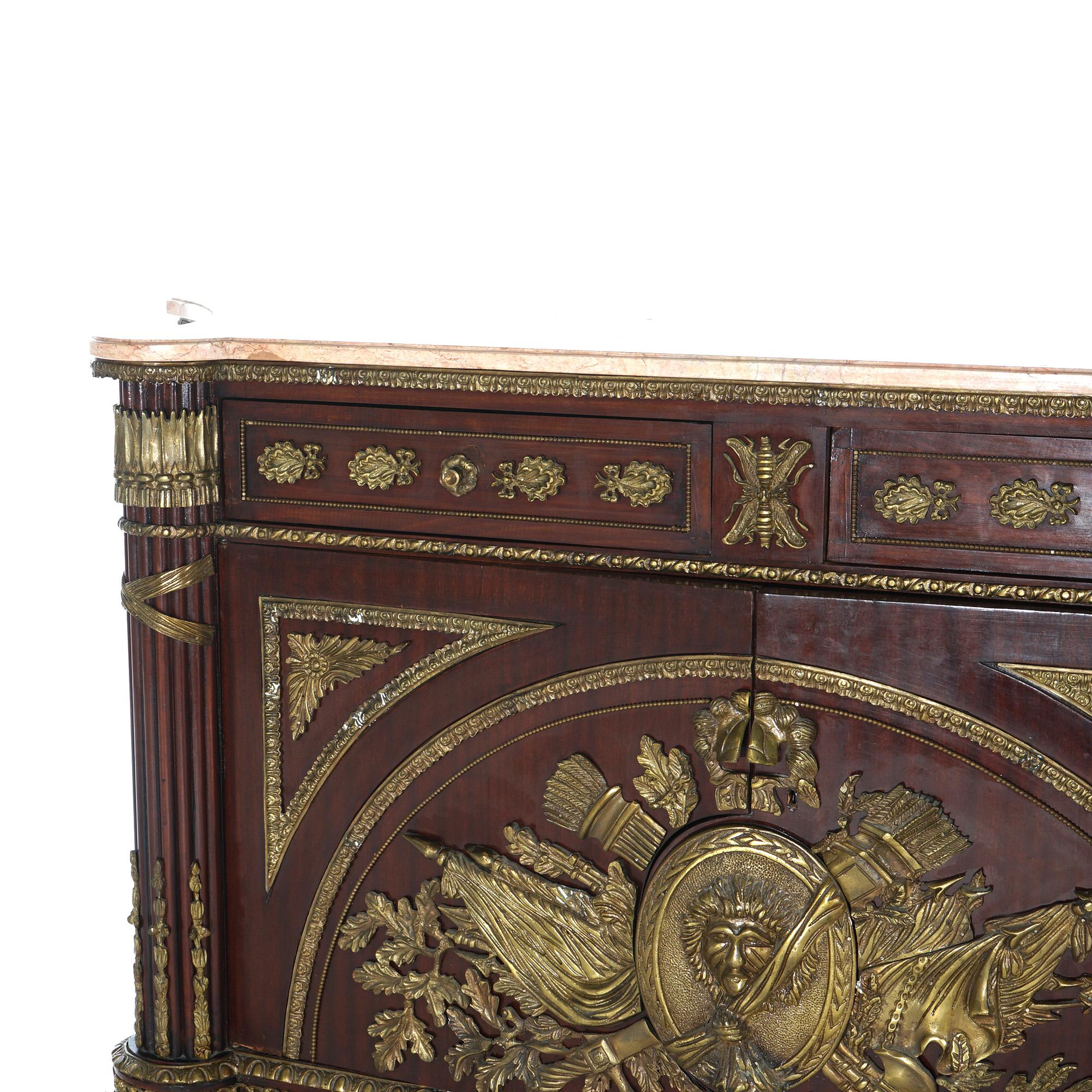 French Empire Style Kingwood Marble Top Sideboard with Ormolu Mounts, 20th C 2