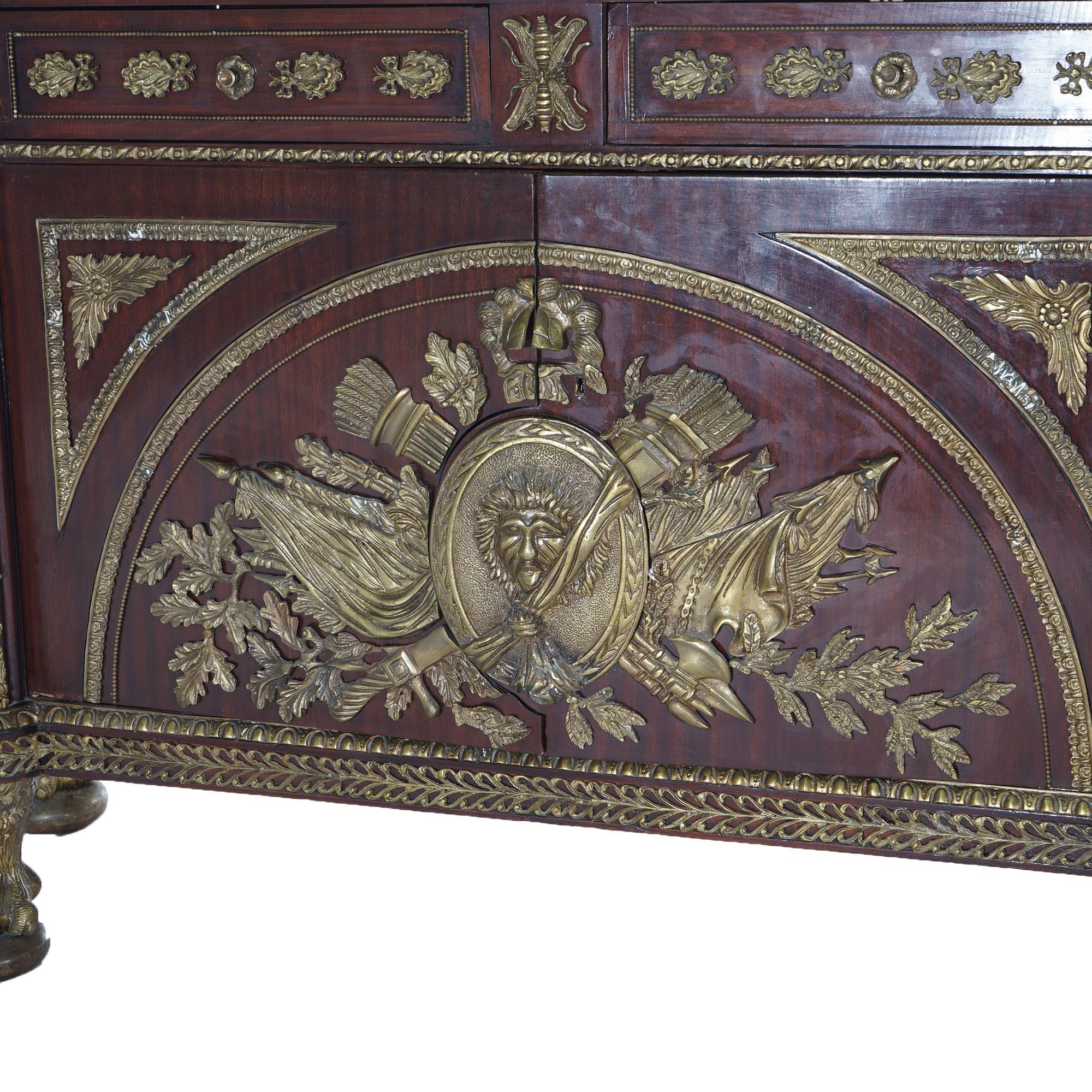 French Empire Style Kingwood Marble Top Sideboard with Ormolu Mounts, 20th C 3