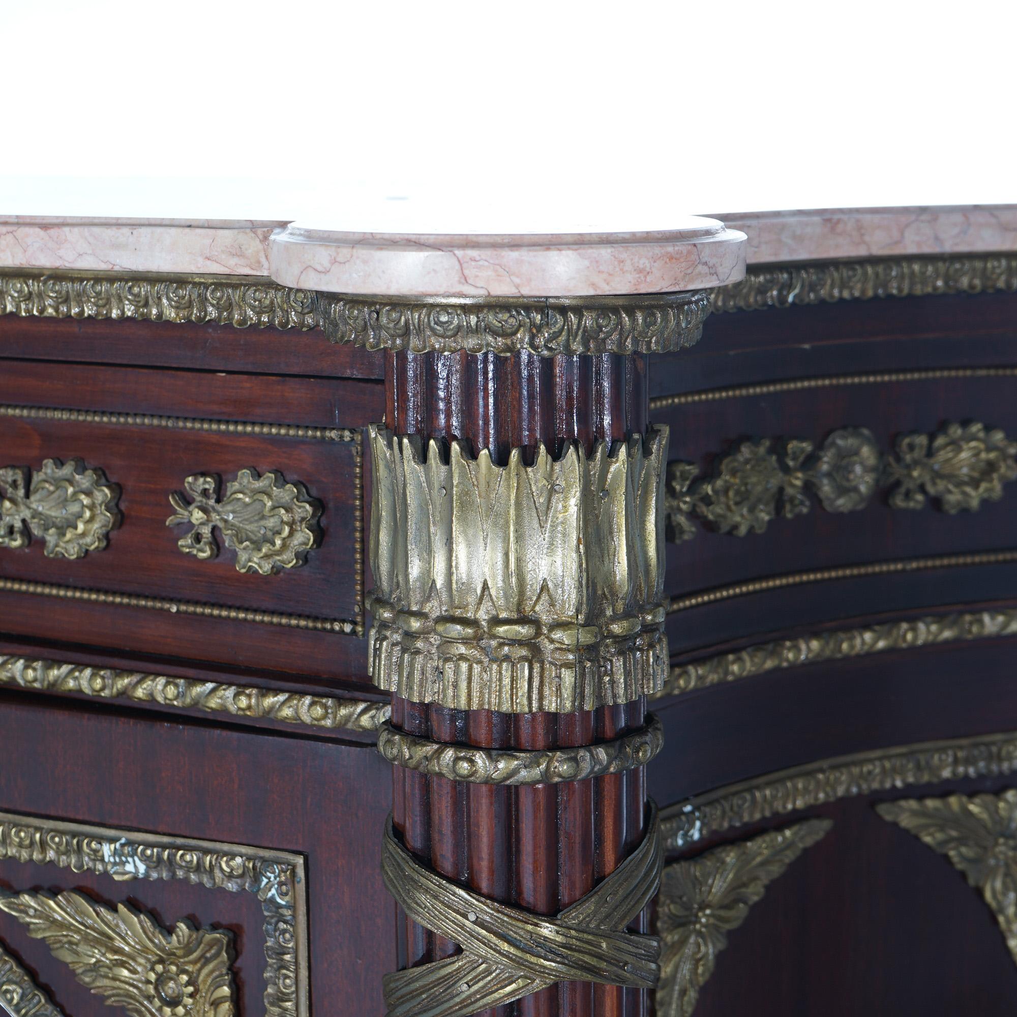 French Empire Style Kingwood Marble Top Sideboard with Ormolu Mounts, 20th C 4