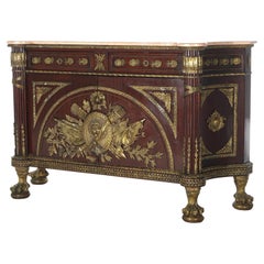 French Empire Style Kingwood Marble Top Sideboard with Ormolu Mounts, 20th C