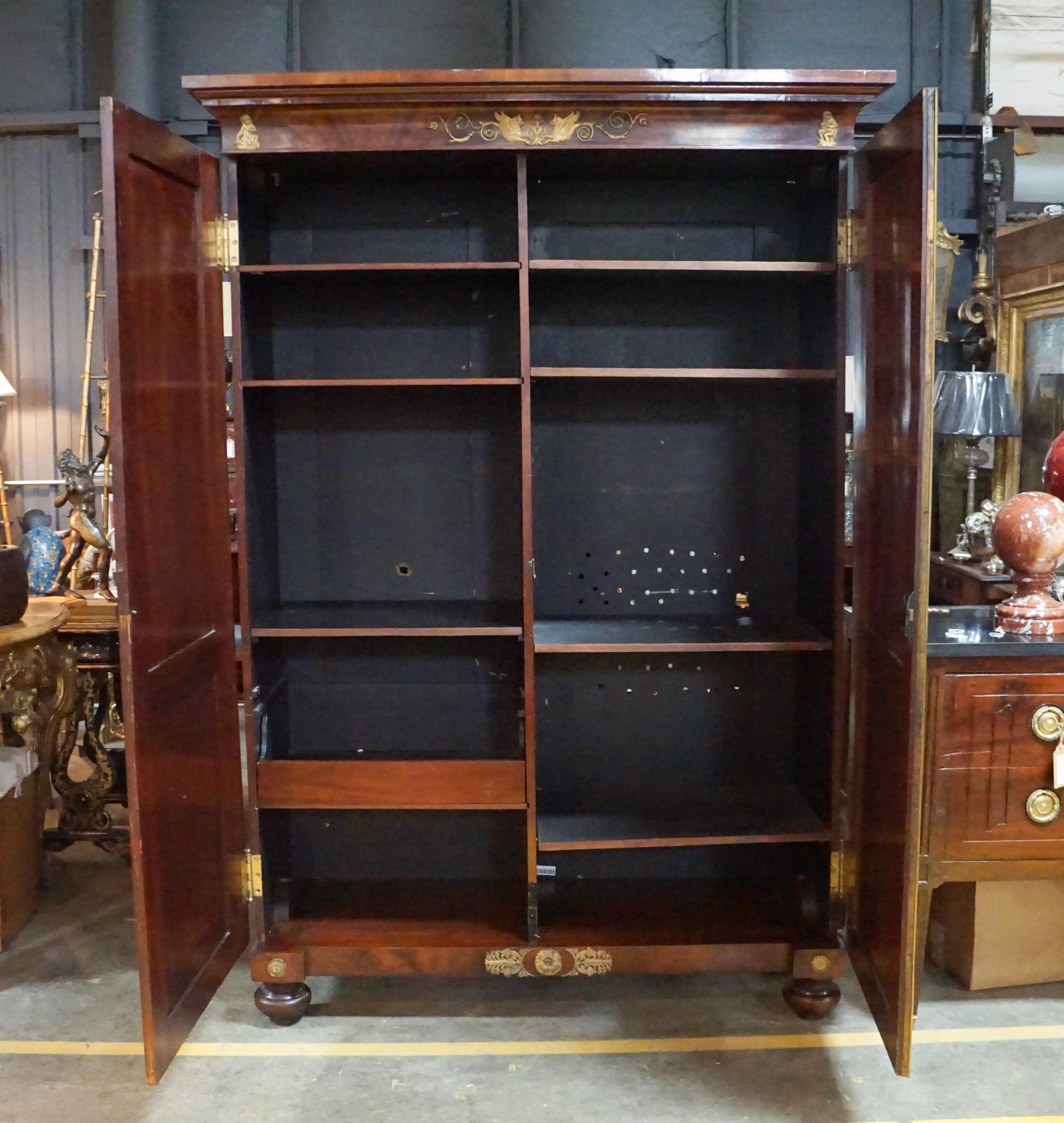 French Empire Style Late 19th c Wardrobe in the Manner of Maison Krieger For Sale 4