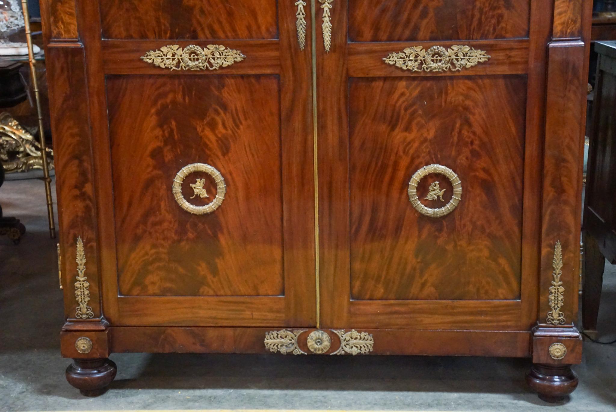 Empire Revival French Empire Style Late 19th c Wardrobe in the Manner of Maison Krieger For Sale