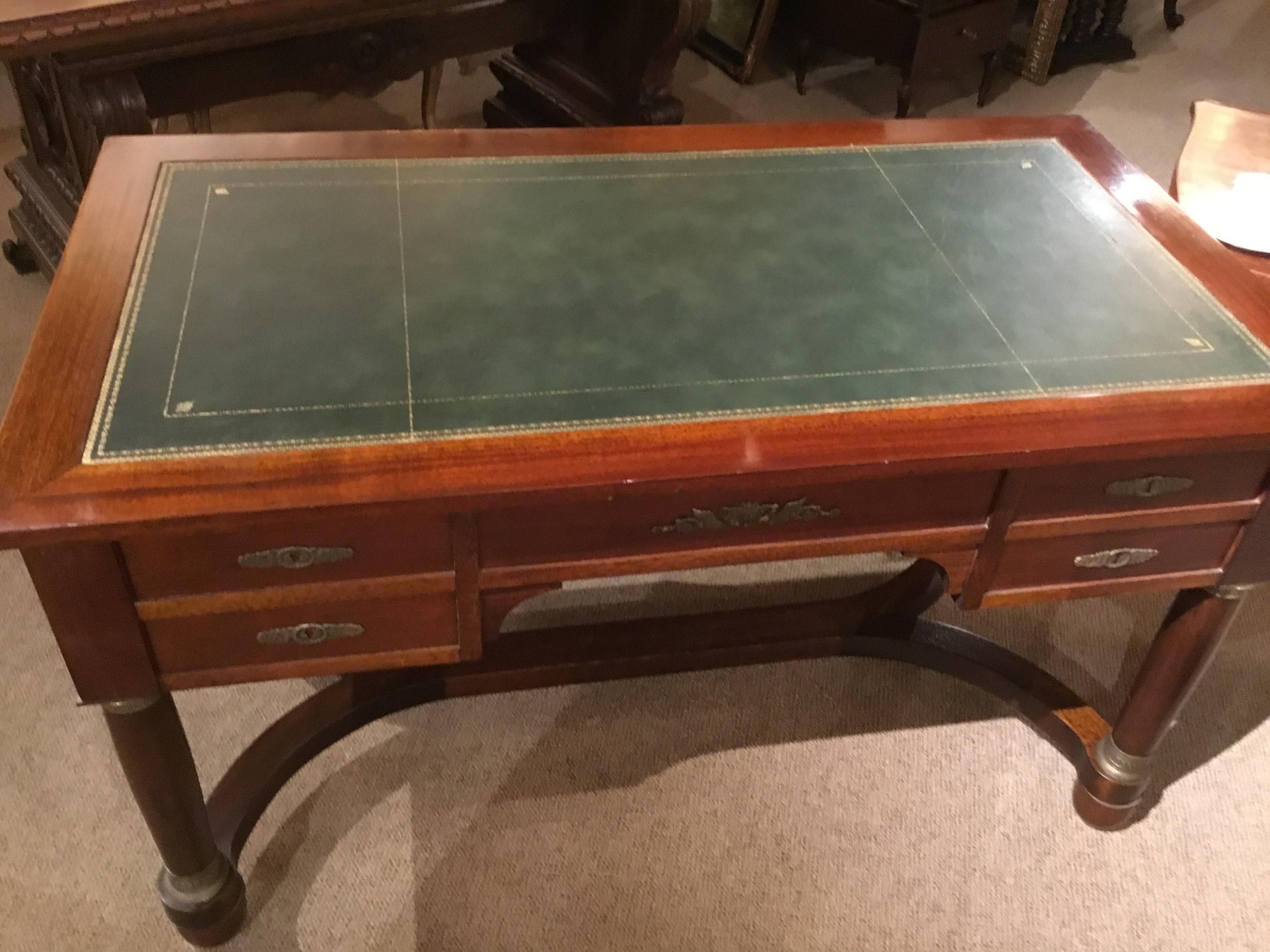 French Empire Style Leather Top Mahogany Desk 5