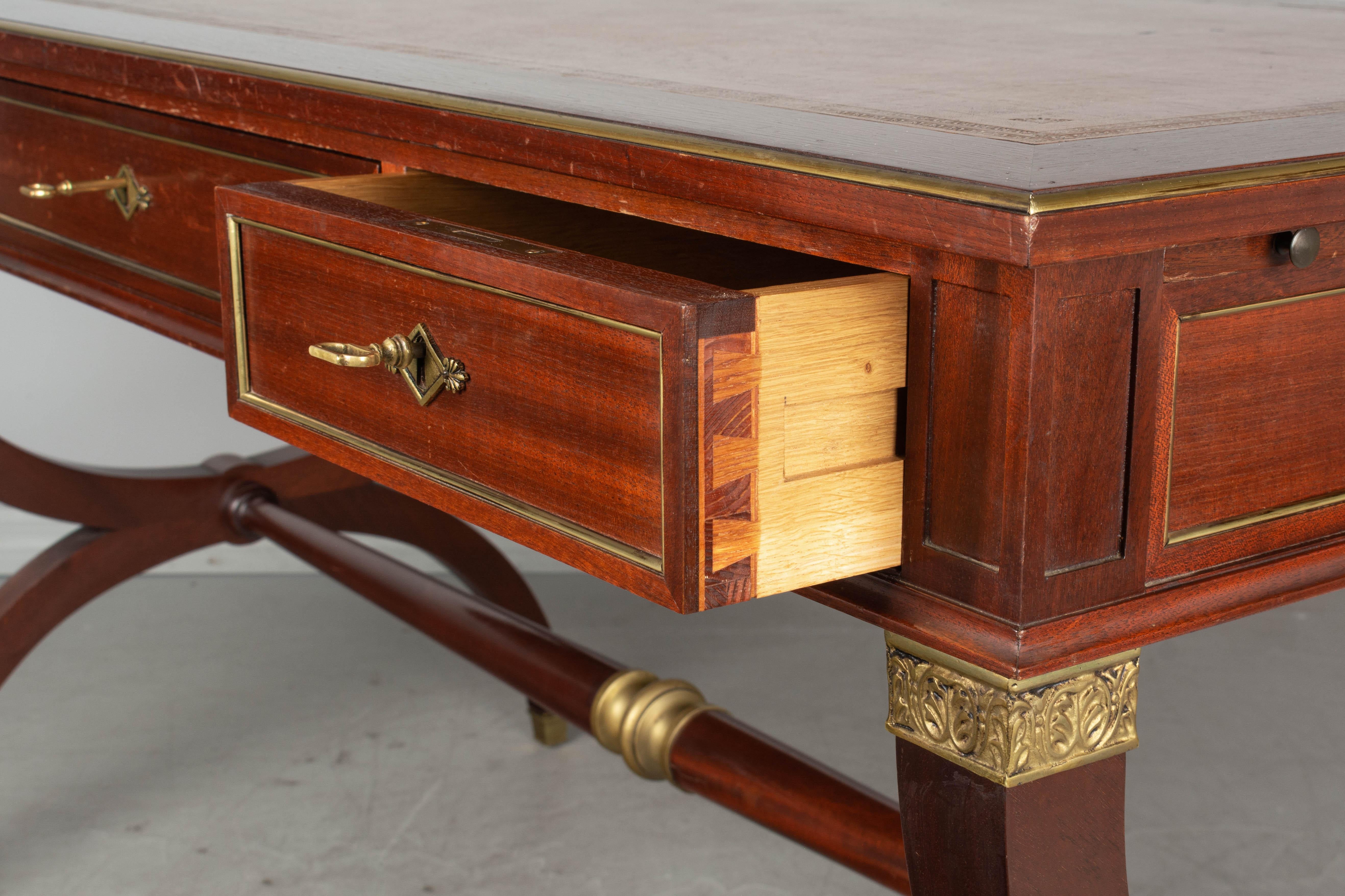 French Empire Style Leather Top Mahogany Desk 6
