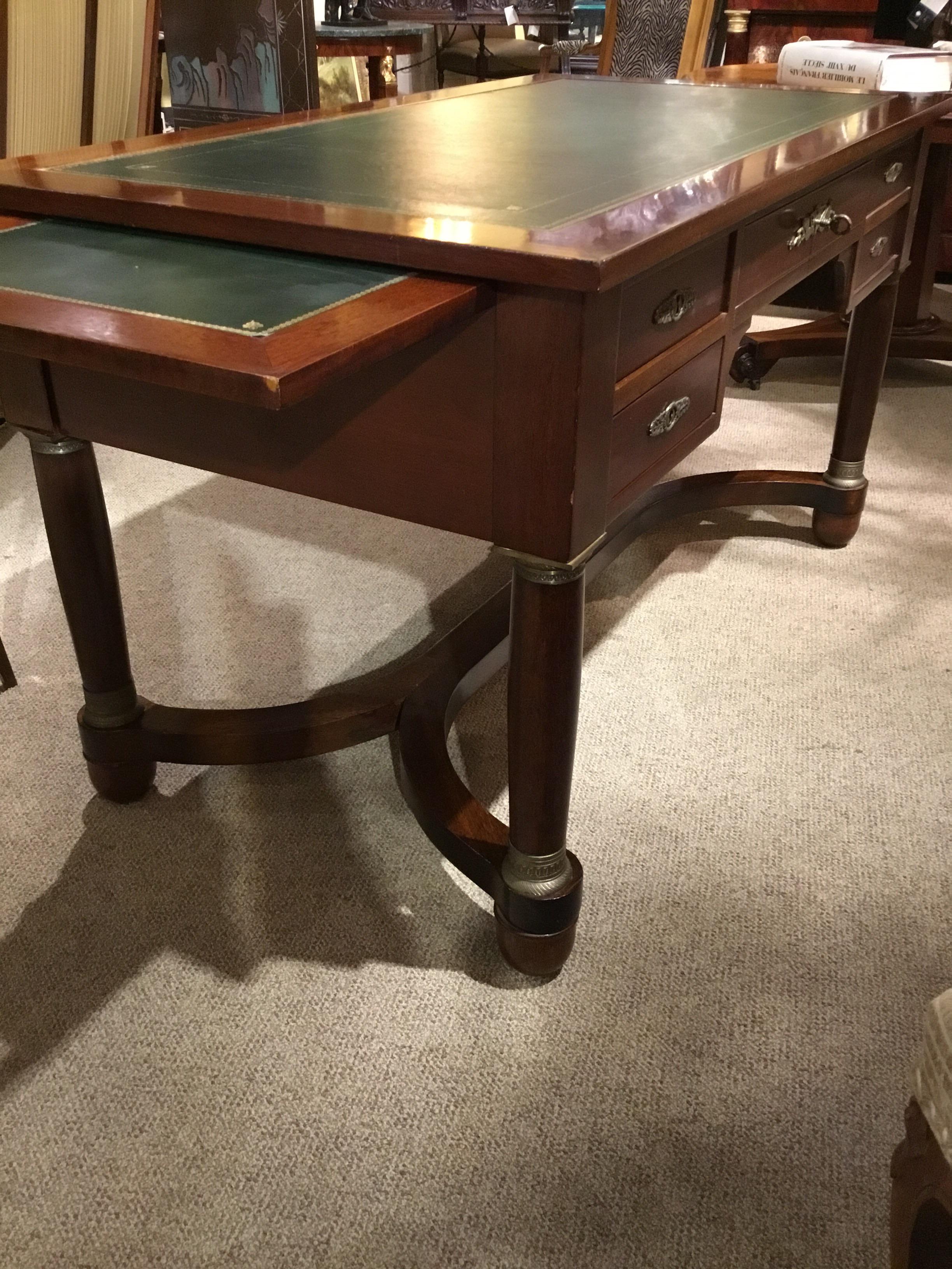 French Empire Style Leather Top Mahogany Desk 8