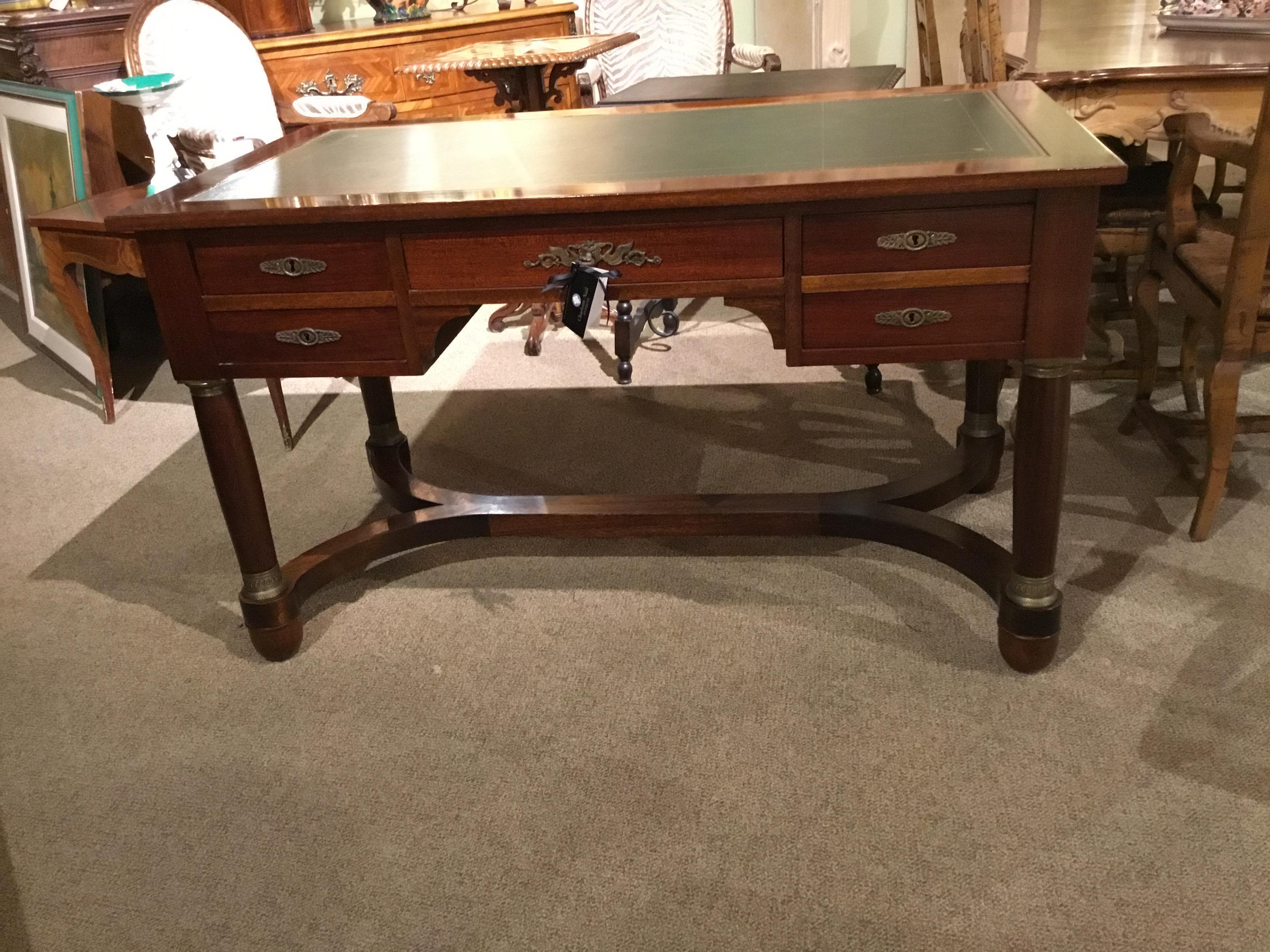 French Empire Style Leather Top Mahogany Desk 1