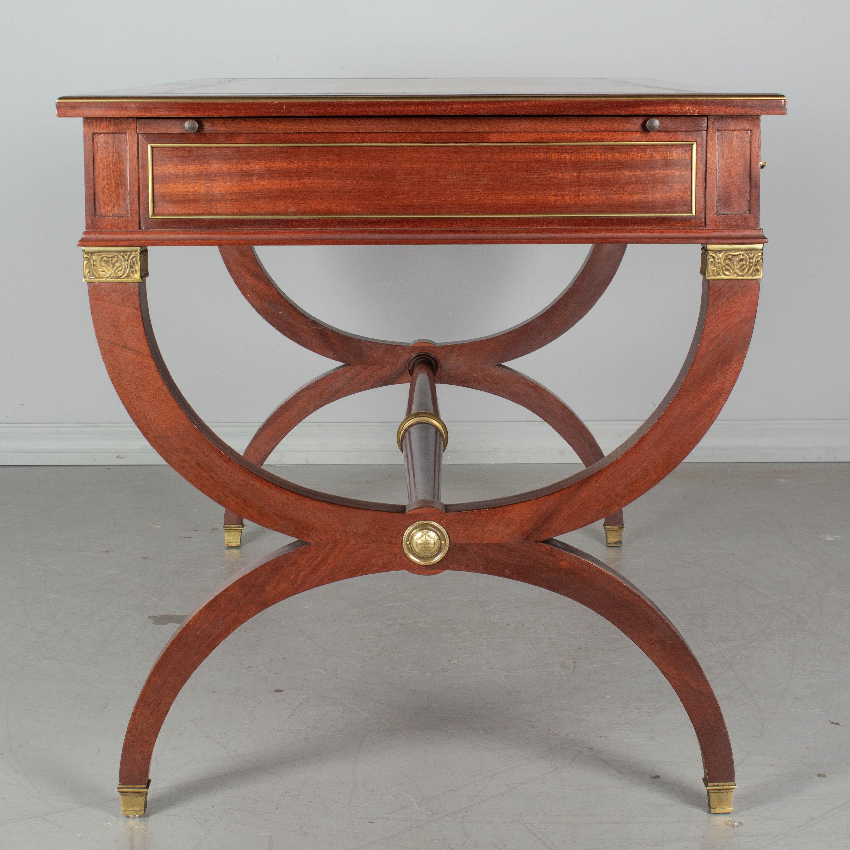 French Empire Style Leather Top Mahogany Desk 1