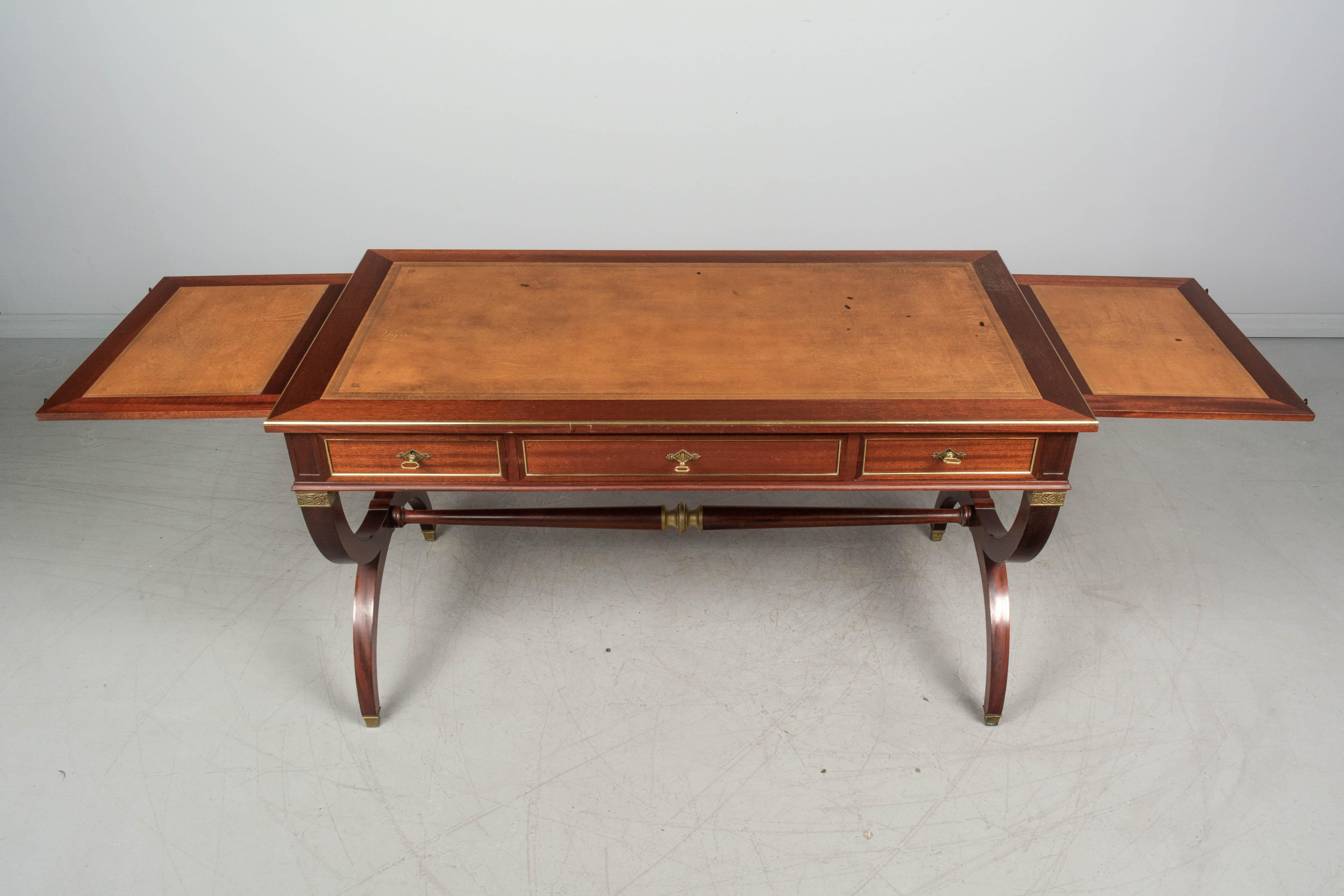 French Empire Style Leather Top Mahogany Desk 3