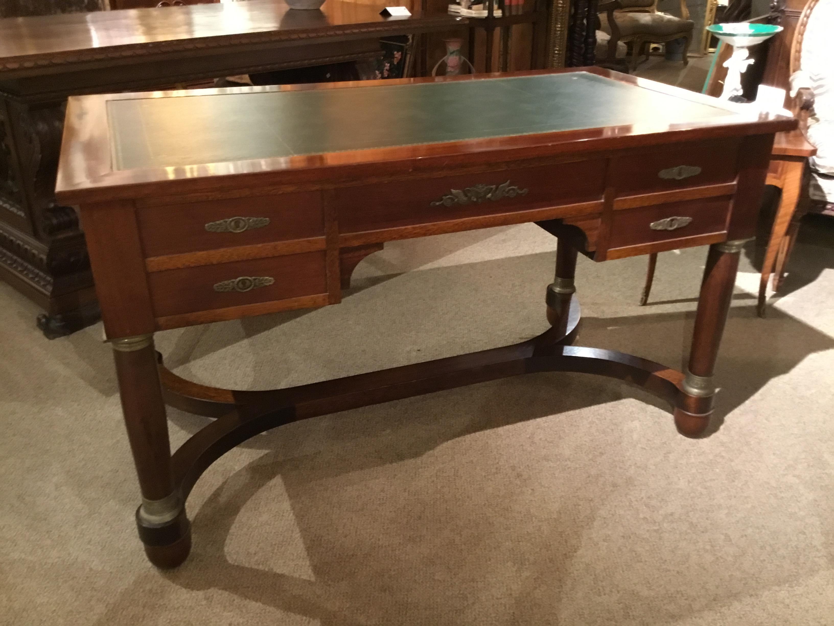 French Empire Style Leather Top Mahogany Desk 4