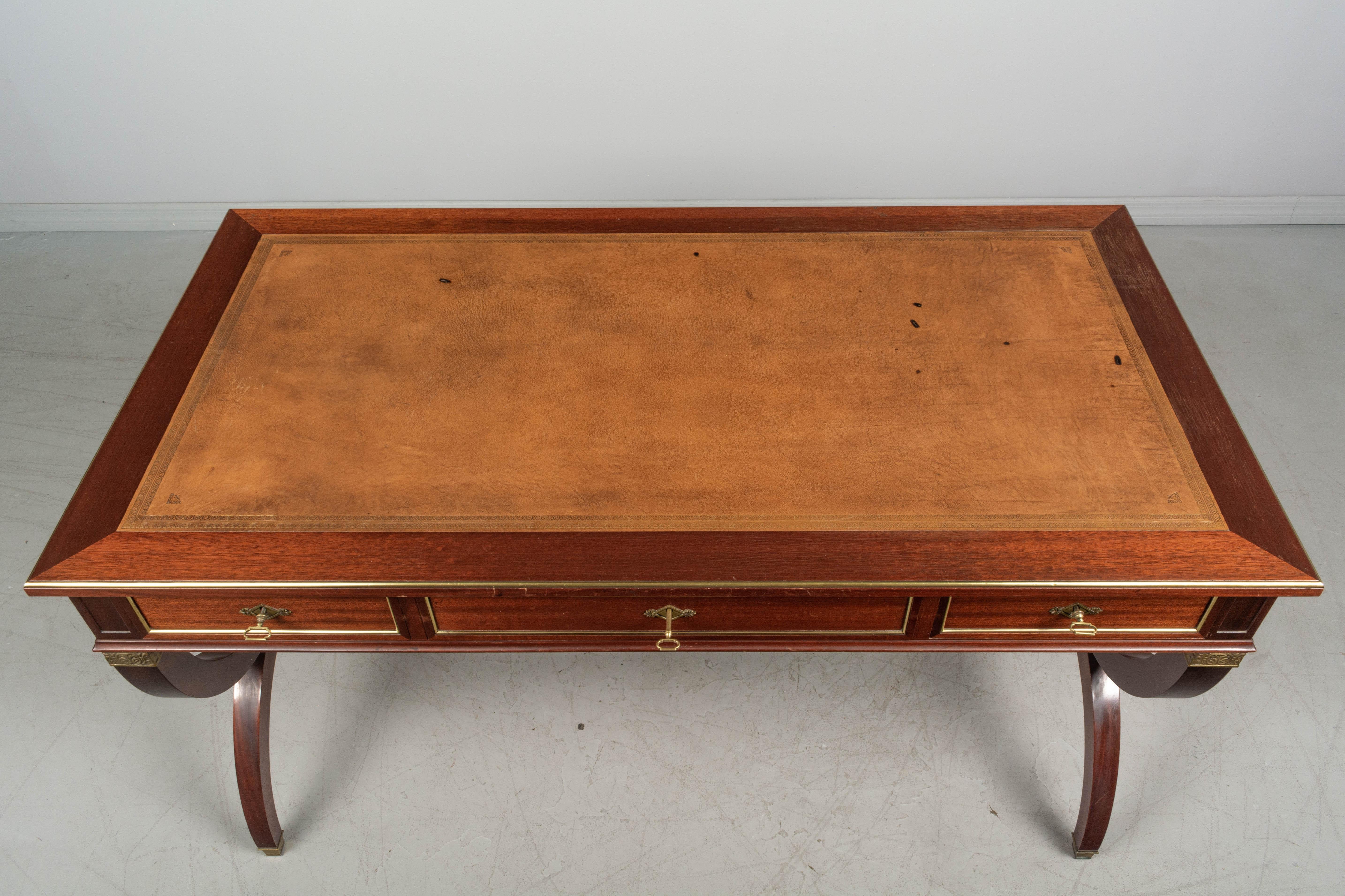 French Empire Style Leather Top Mahogany Desk 4