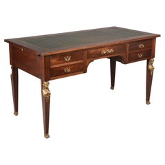 Antique French Empire Style Leather Top Mahogany Desk
