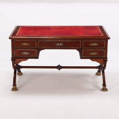 French Empire style leather top mahogany writing desk, C 1890