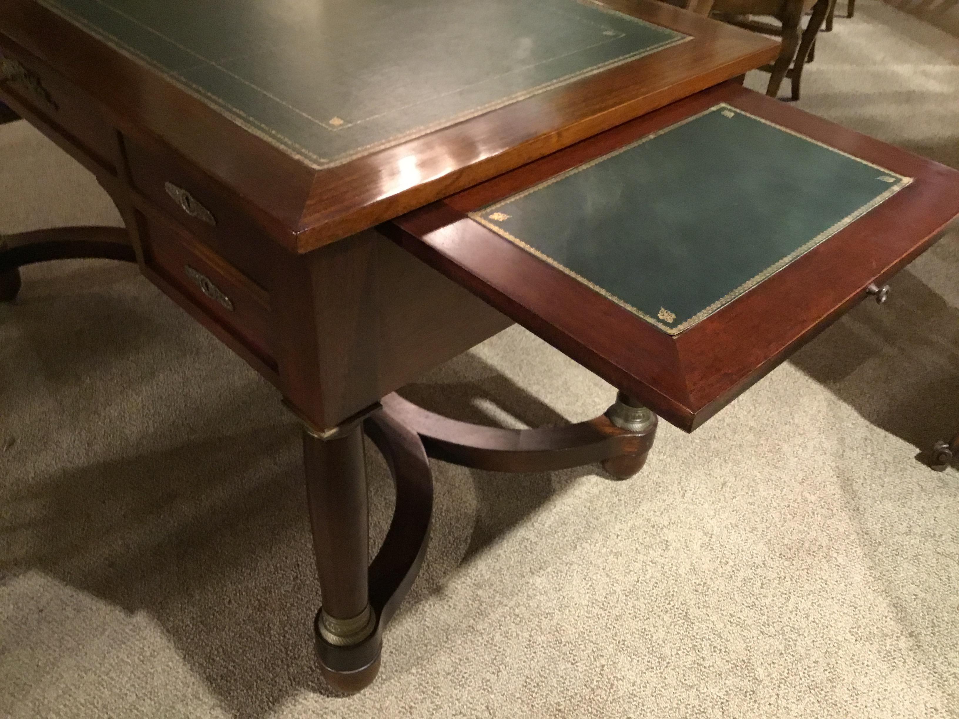 French Empire Style Leather Top Mahogany Desk In Good Condition In Houston, TX