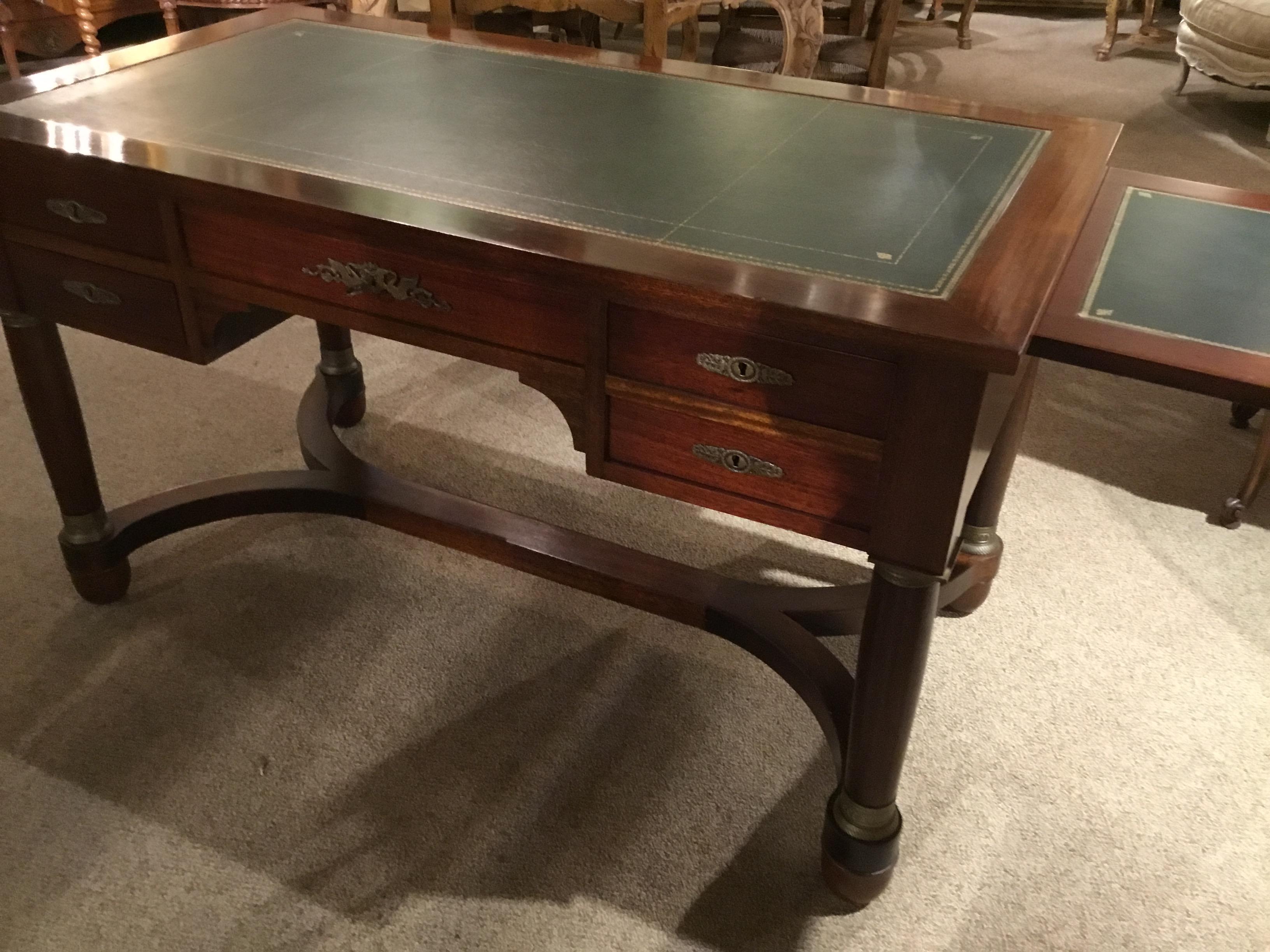 20th Century French Empire Style Leather Top Mahogany Desk