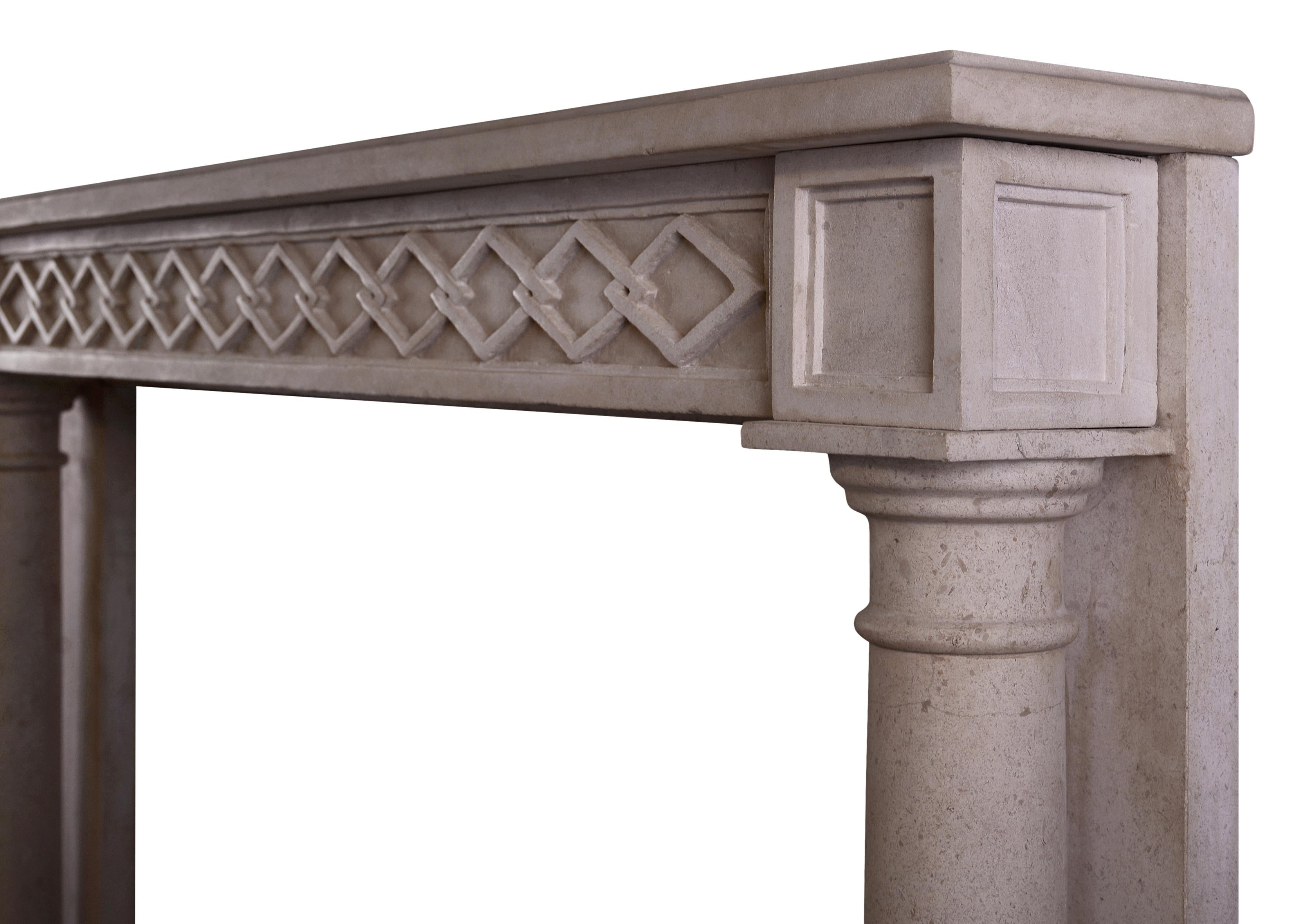 English French Empire Style Limestone Fireplace For Sale
