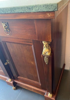 French Empire Style Mable-Top Mahogany Sideboard