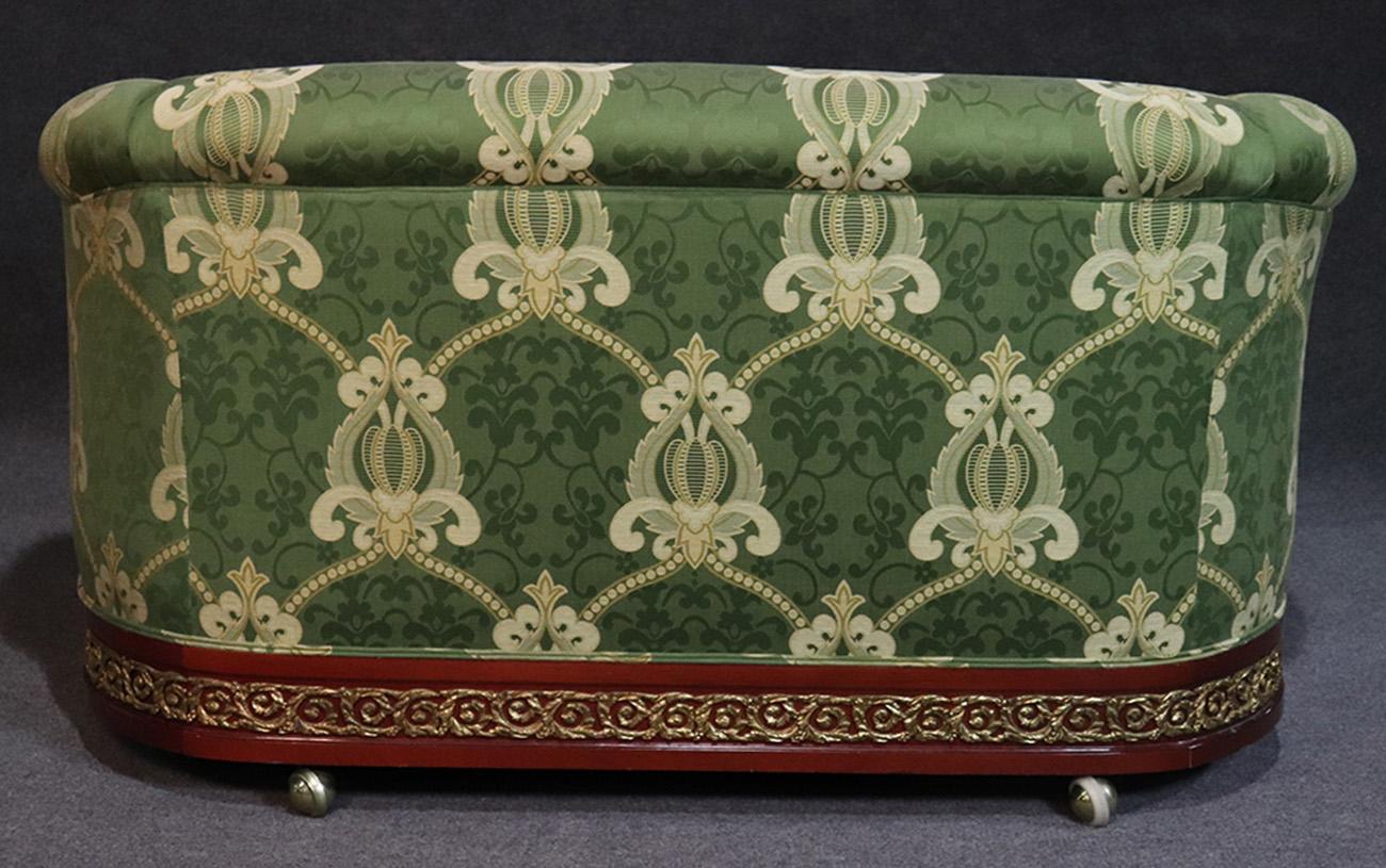 Empire Revival French Empire Style Mahogany and Brass Figural Settee Sofa Couch, circa 1950