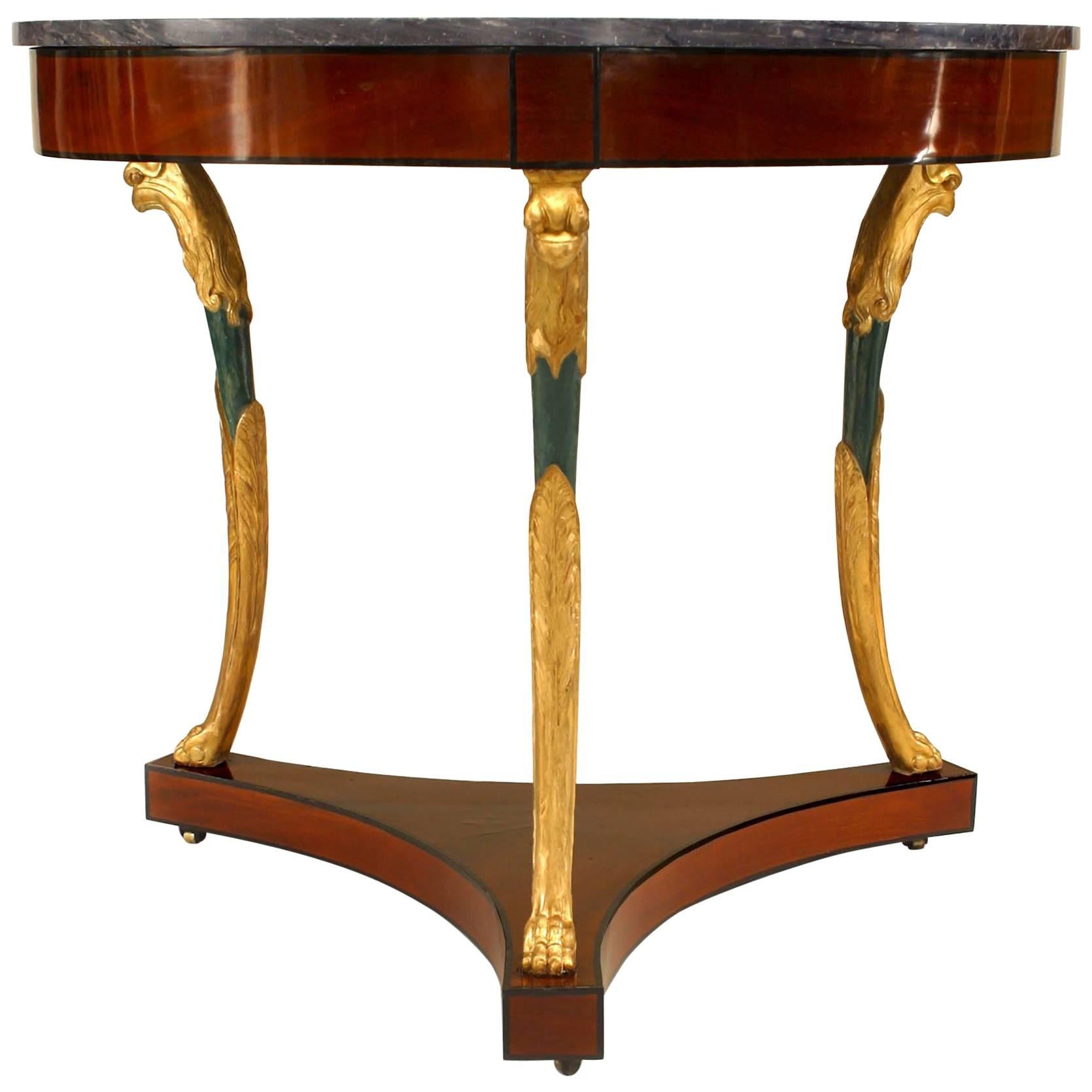 French Empire Style Mahogany and Gilt Center Table For Sale