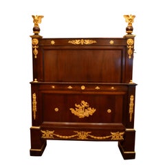 French Empire Style Mahogany and Ormolu Mounted Bed