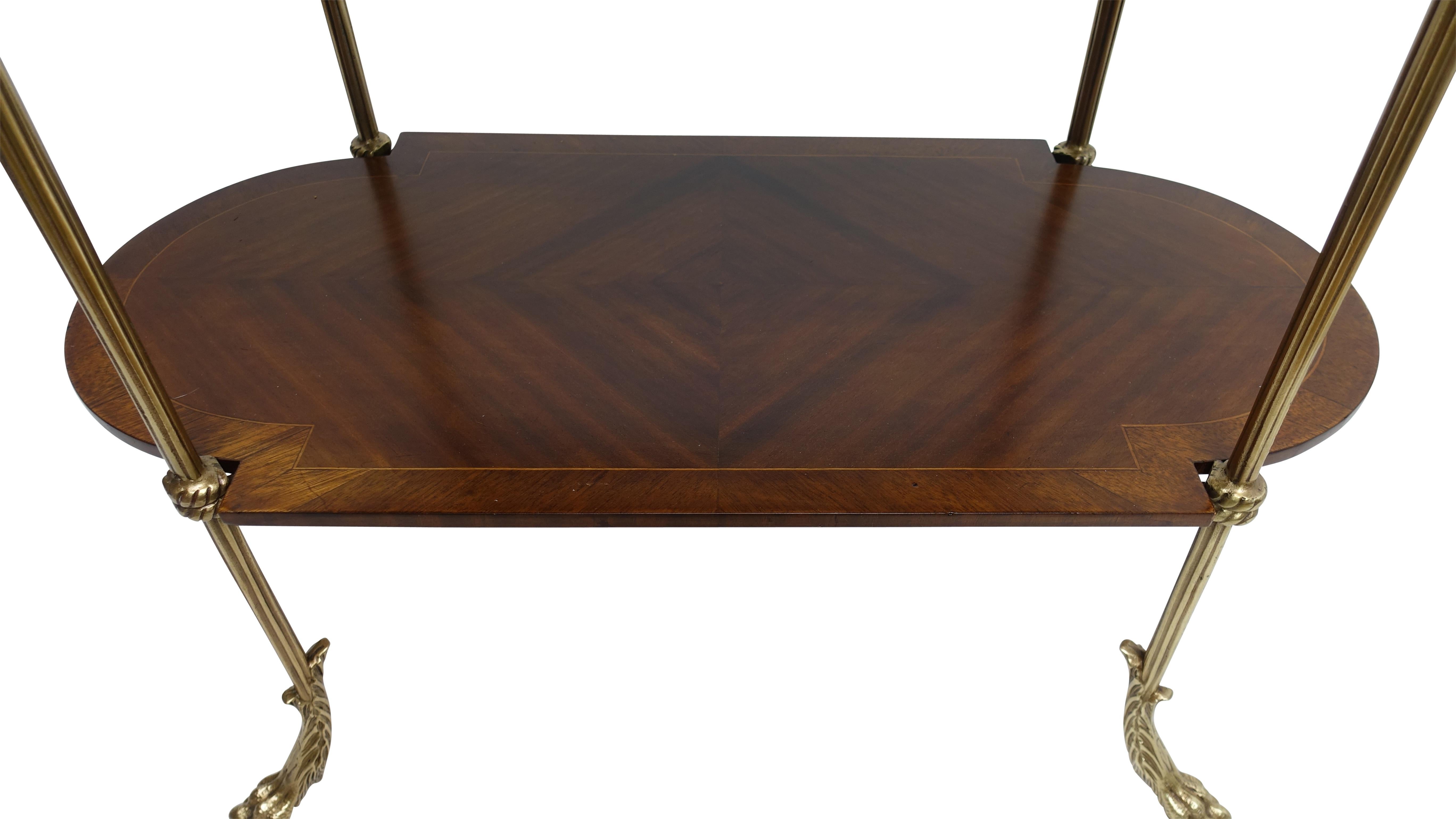 French Empire Style Mahogany and Walnut Inlay Side Table with Brass Mounts 6